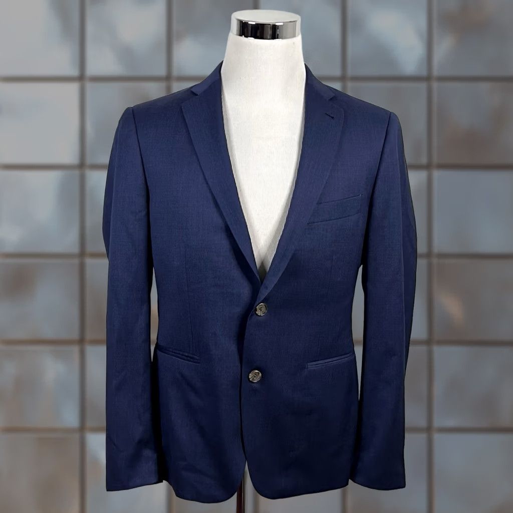 Doublet Indochino Sport Coat Blue 42R 100% Wool Two Button Double Vented Lined Mens Size US XS / EU 42 / 0 - 1 Thumbnail