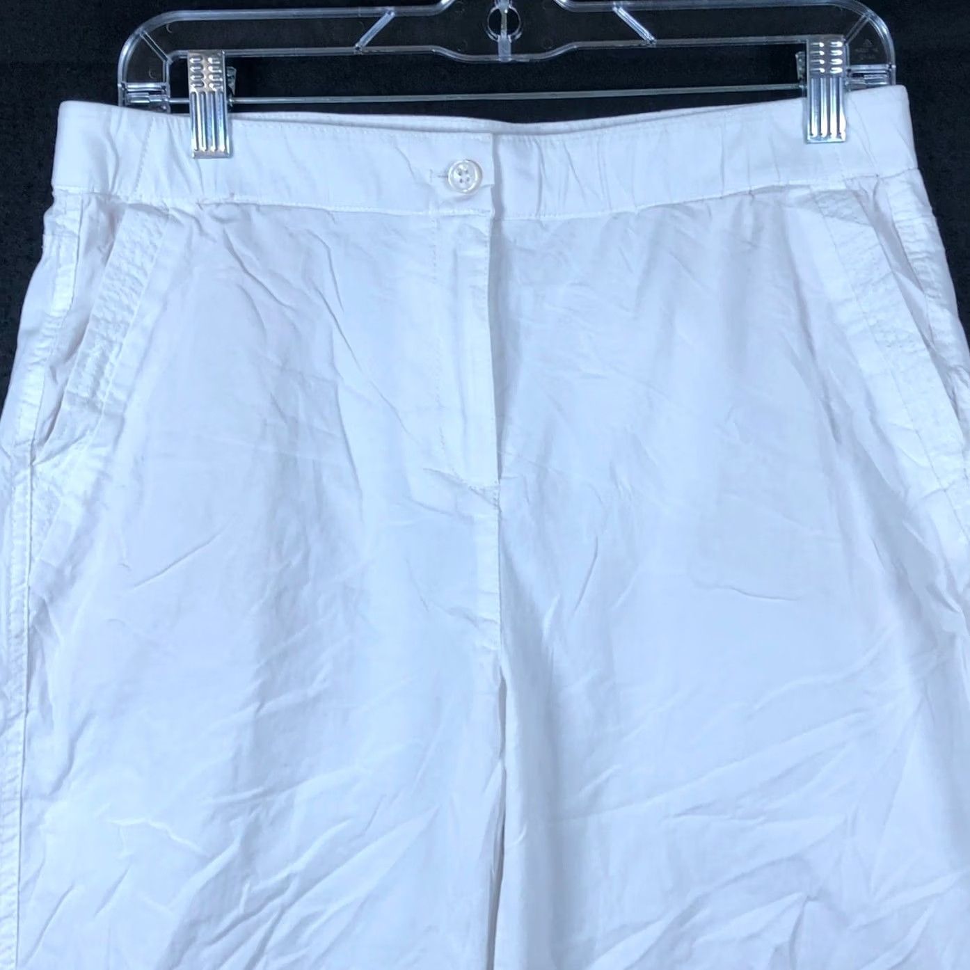 Vintage Chicos Womens Pants White Mid Rise Roll Tab Leg Lightweight Stretch 0.5 (S) Size 28" / US 6 / IT 42 - 2 Thumbnail