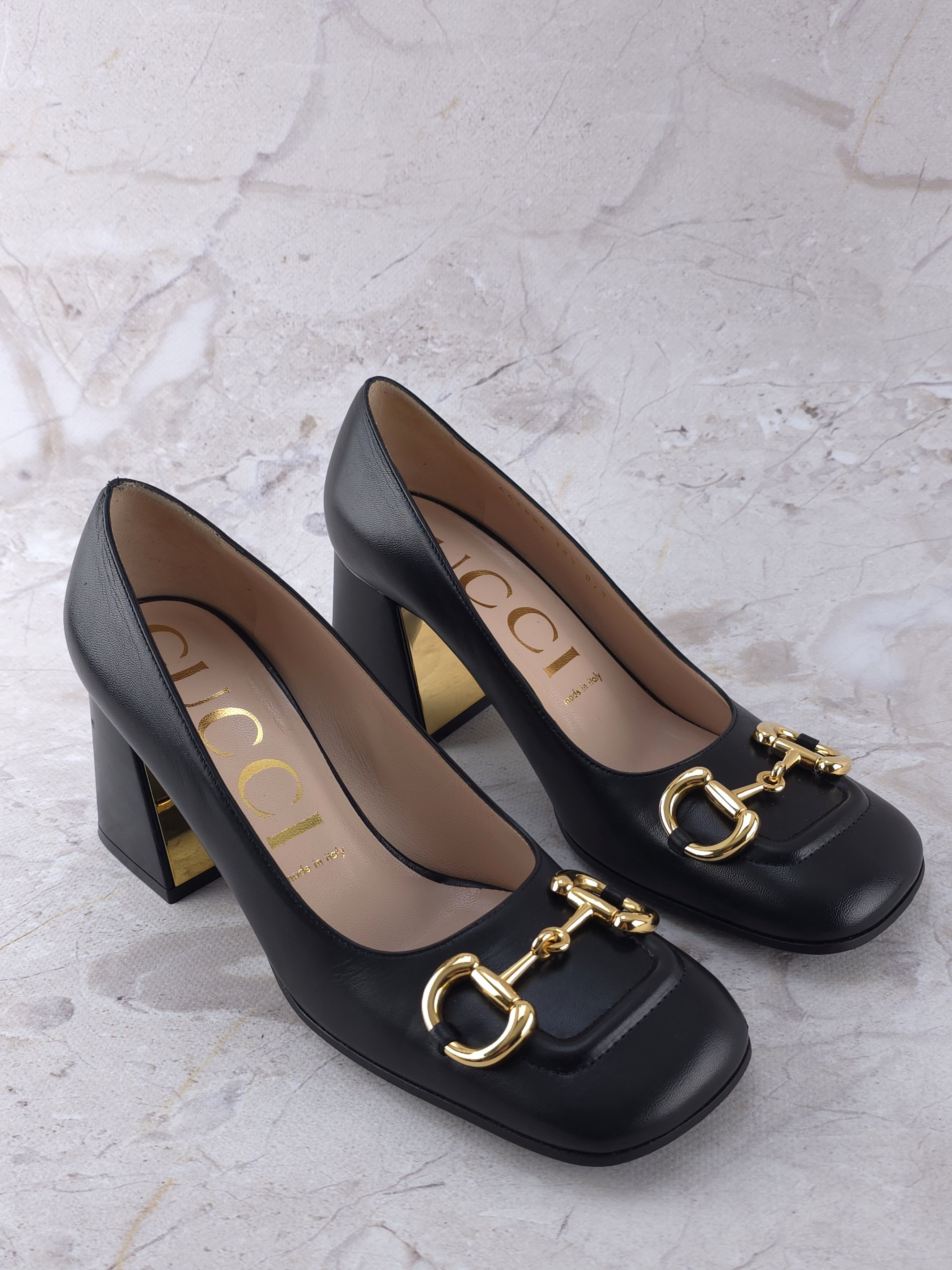 新品GUCCI ブラック ハイヒール Vintage　8B Gucci Gucci Horsebit 2022 leather Slingback pumps in black | Grailed