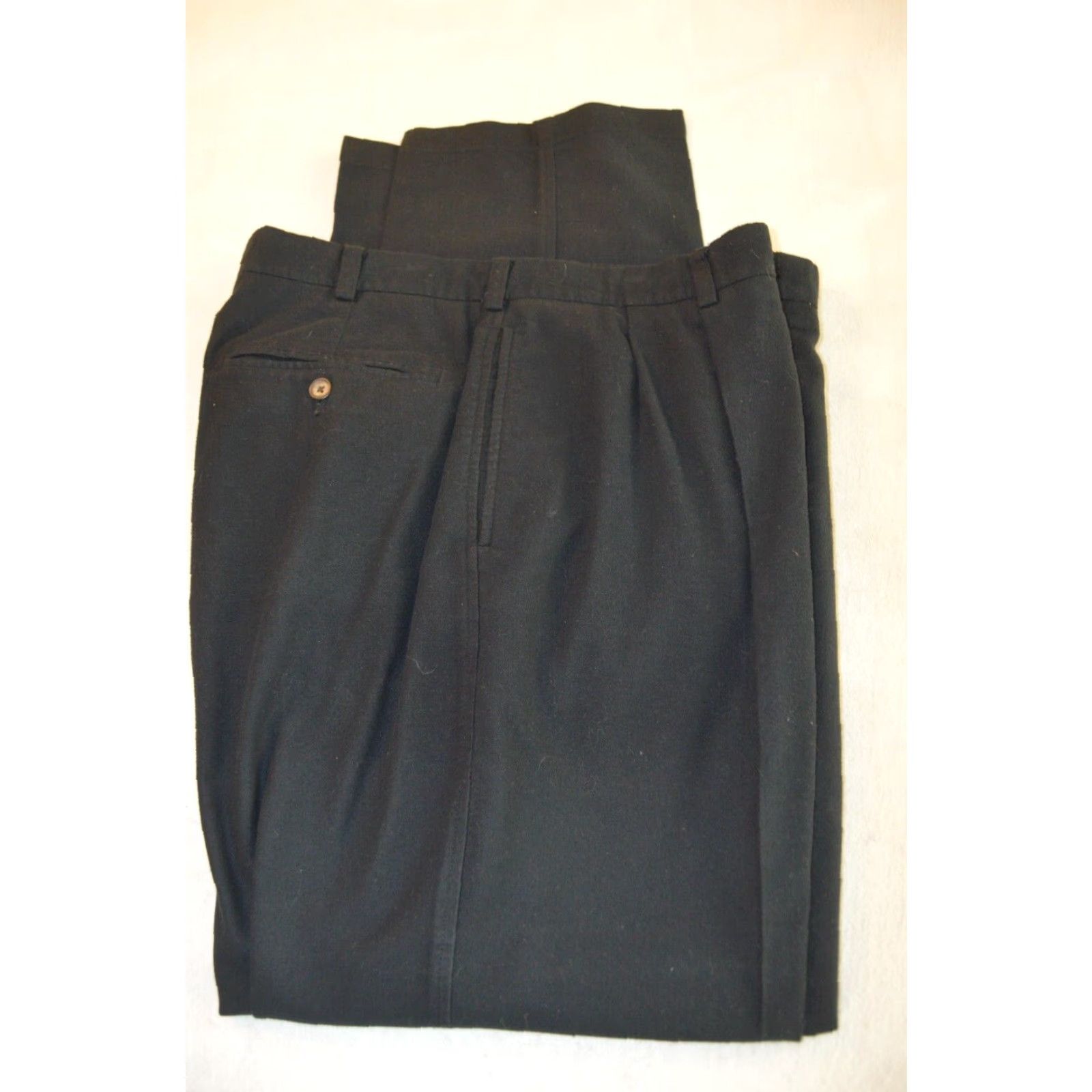 Cremieux Daniel Cremieux Chino Pants Men 36x32 Black Cotton Blend Flannel Button Zip Pockets Relaxed Straight — Vintage No Size US 36 / EU 52 - 4 Thumbnail