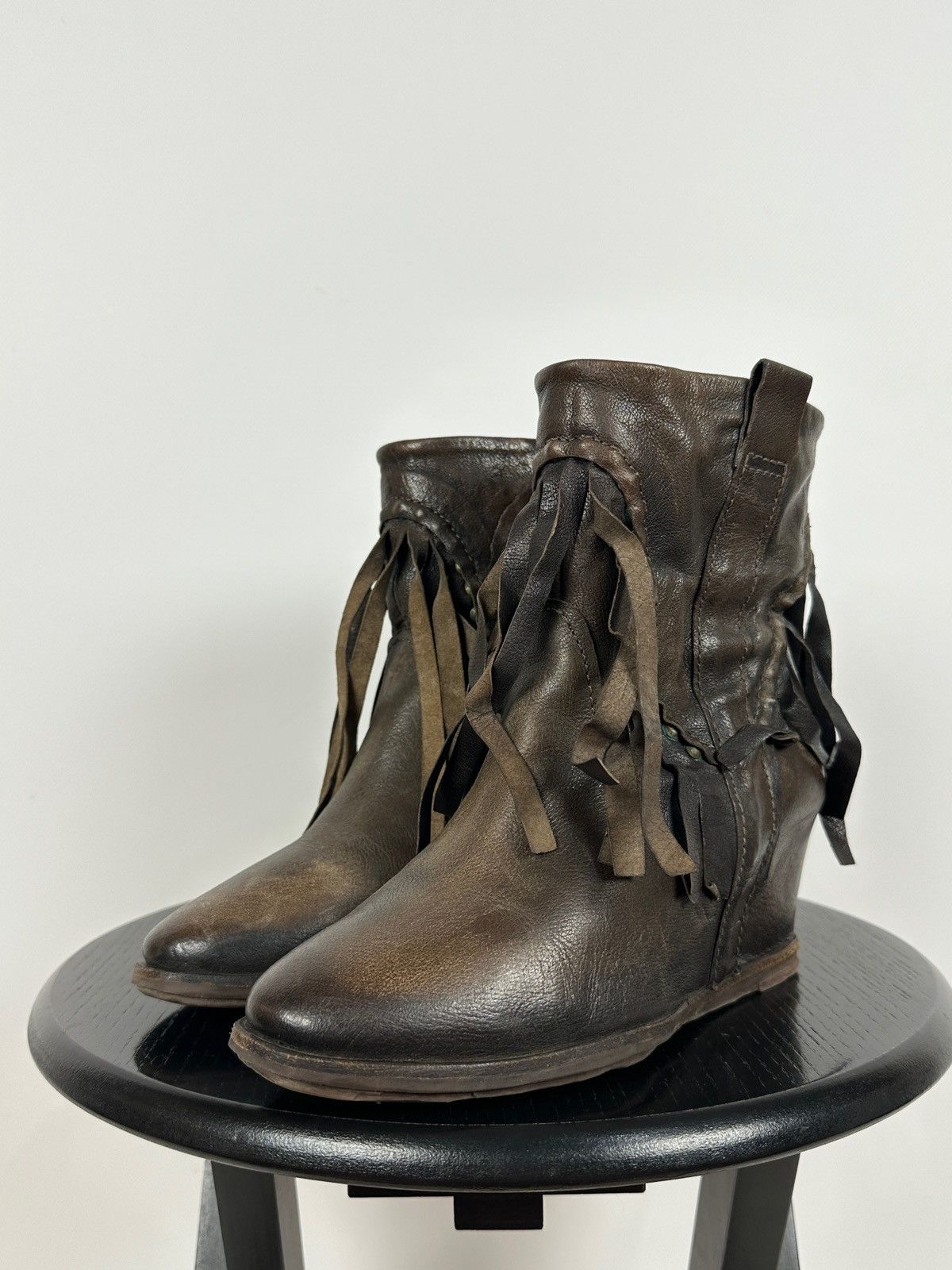 A.S.98 A.S.98. Airstep Leather Fringe Ankle Boho Western Boots Size US 7 / IT 37 - 10 Thumbnail