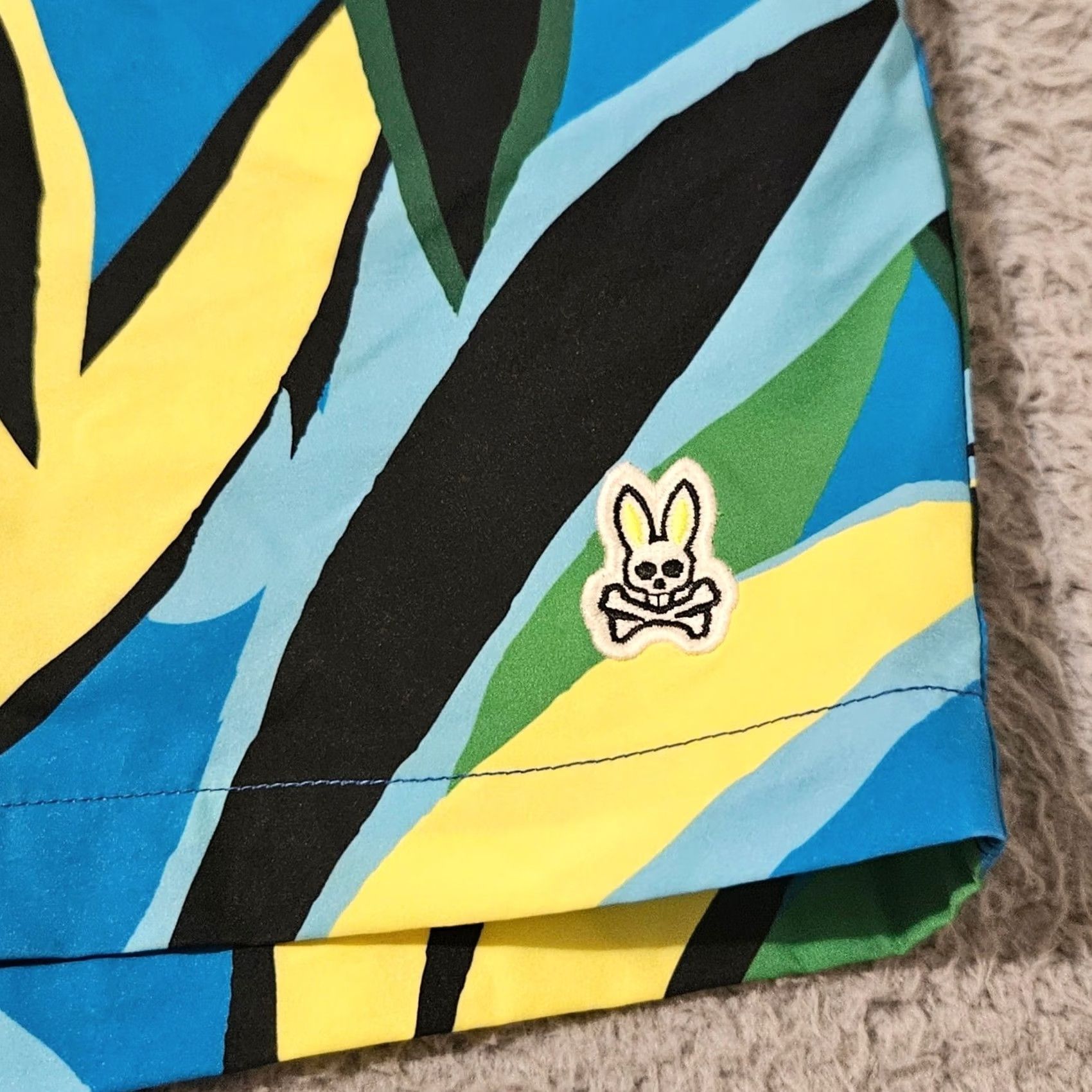 Psycho Bunny Psycho Bunny Mens Large Blue Swim Trunks Shorts Tropical Print Drawstring Lined Size US 33 - 3 Thumbnail
