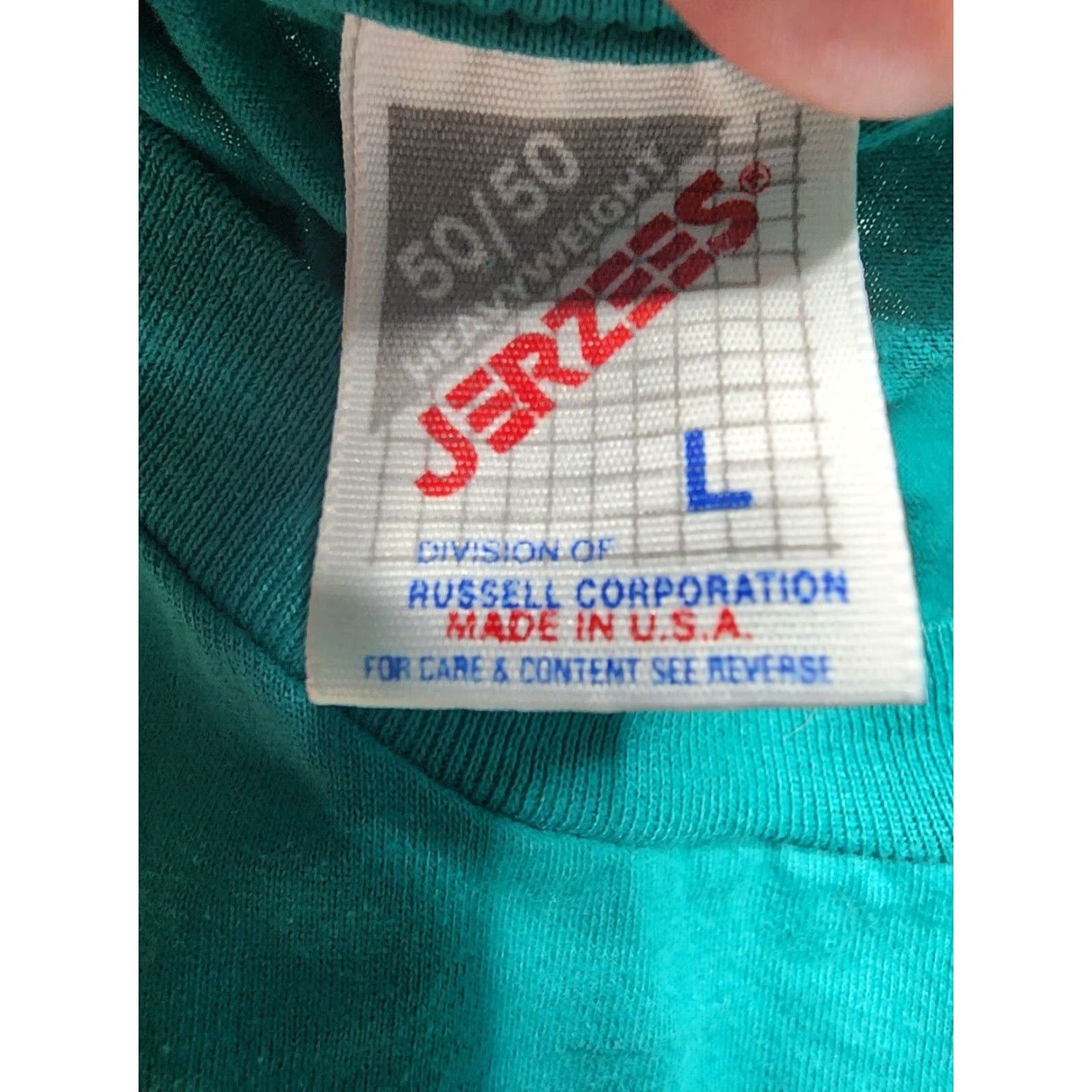 Jerzees VINTAGE Jerzees Green Crewneck T-Shirt L 90s Basic Tee Grunge Mens Size US L / EU 52-54 / 3 - 4 Thumbnail