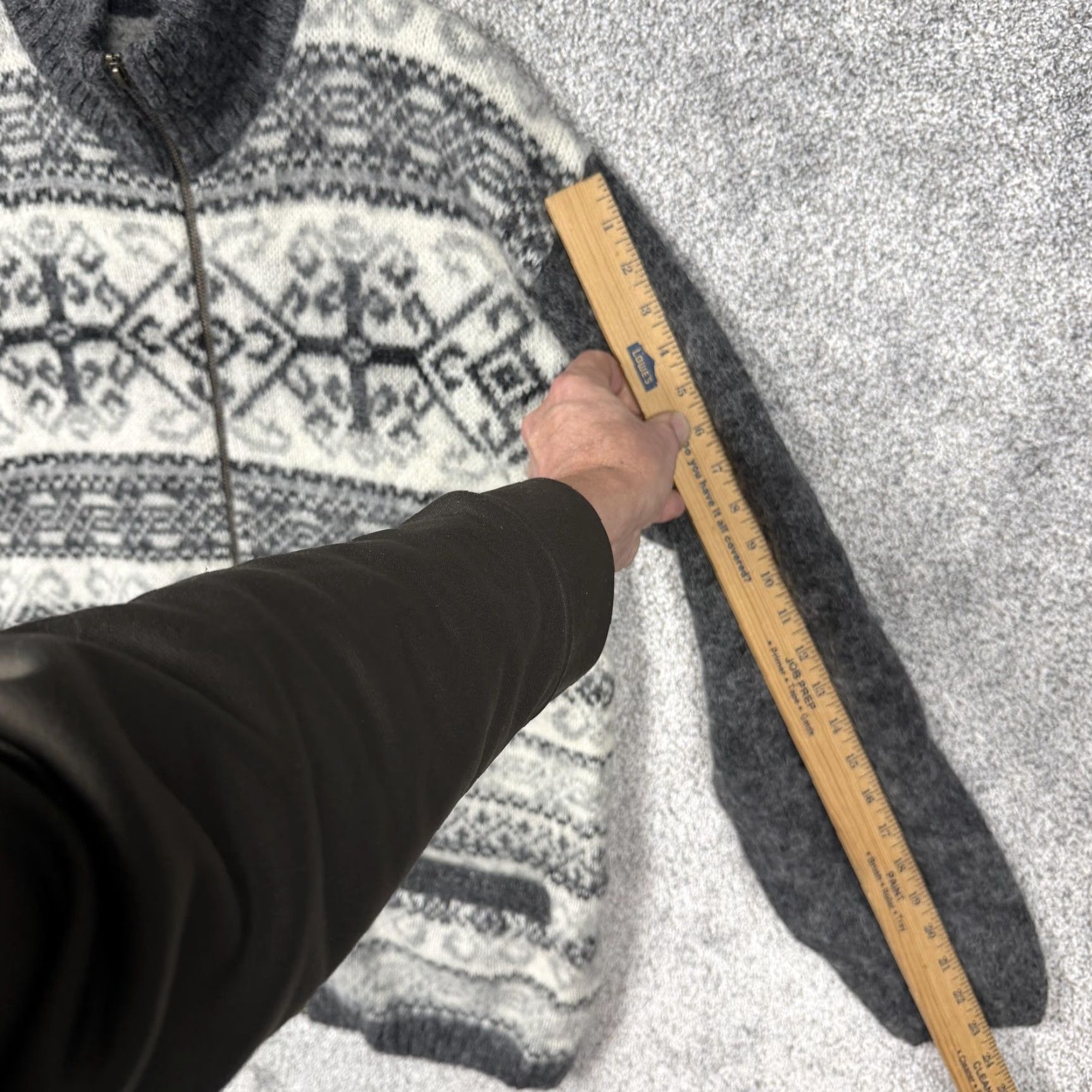 Vintage VTG Freyja Sweater Mens XL Gray Wool Nordic Fair Isle 90s Full Zip Pockets Heavyweight Mock Neck - Size US XL / EU 56 / 4 - 3 Thumbnail