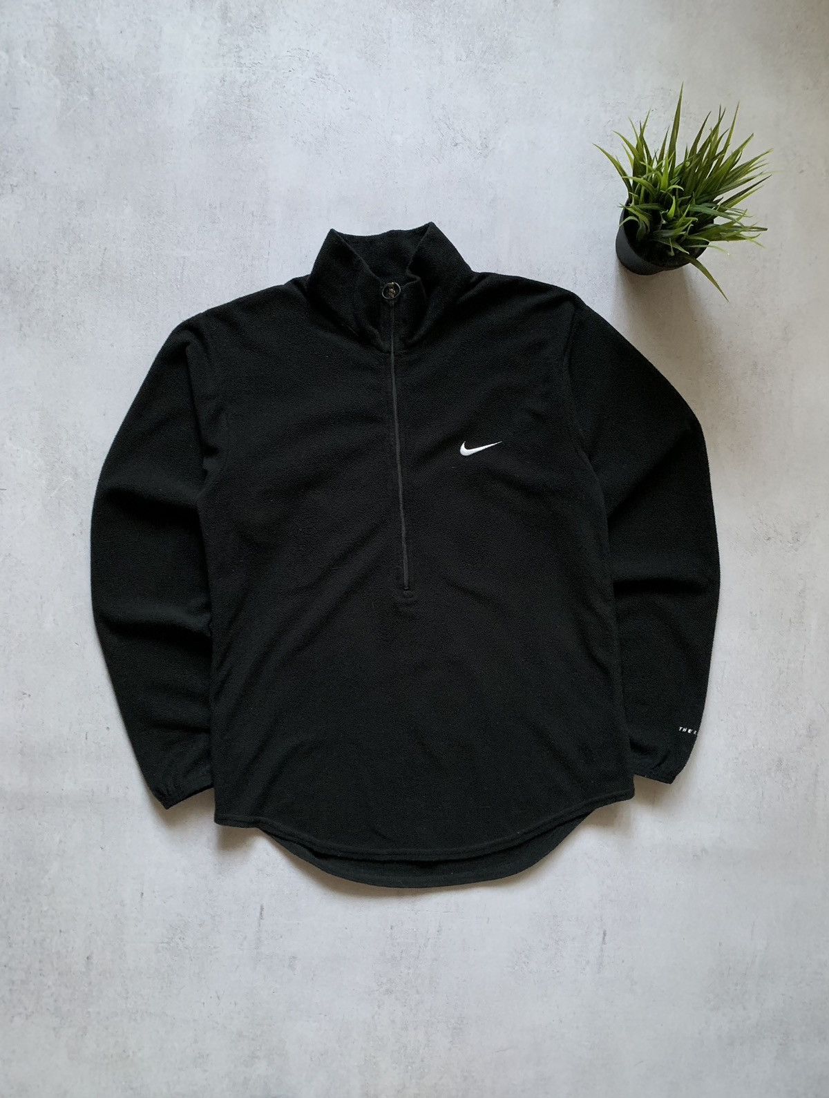 Pre-owned Nike X Vintage Nike Fleece Zip 1/2 Jacket Sweatshirt Therma Fit 90's In Black