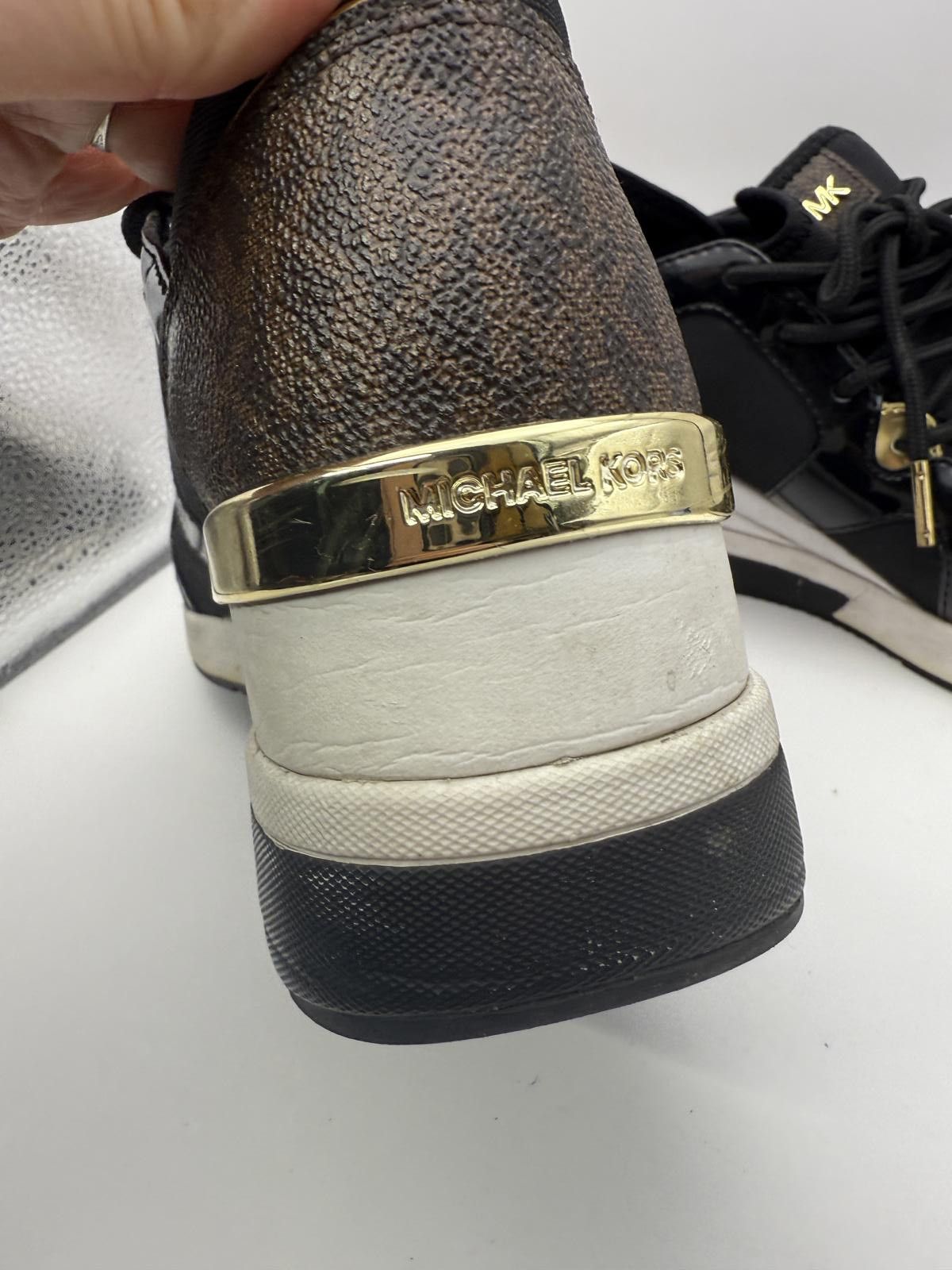 Michael Kors Michael Kors Women's Black and Gold Wedge Sneakers 8.5 Size US 8.5 / IT 38.5 - 6 Thumbnail