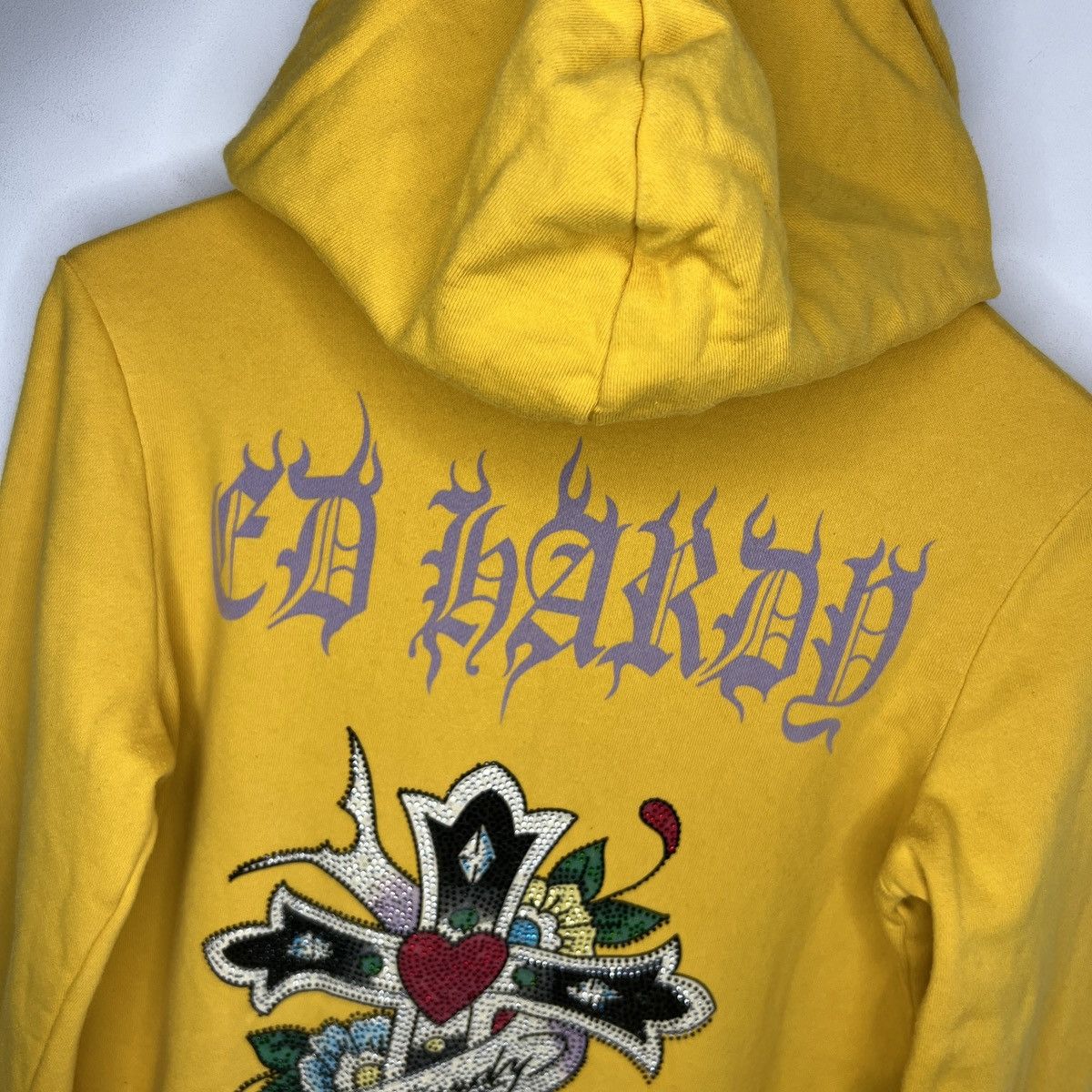 Christian Audigier × Ed Hardy × Vintage Ed Hardy Retro 00s Hoodie With Crystals Affliction Grunge Size M / US 6-8 / IT 42-44 - 3 Thumbnail