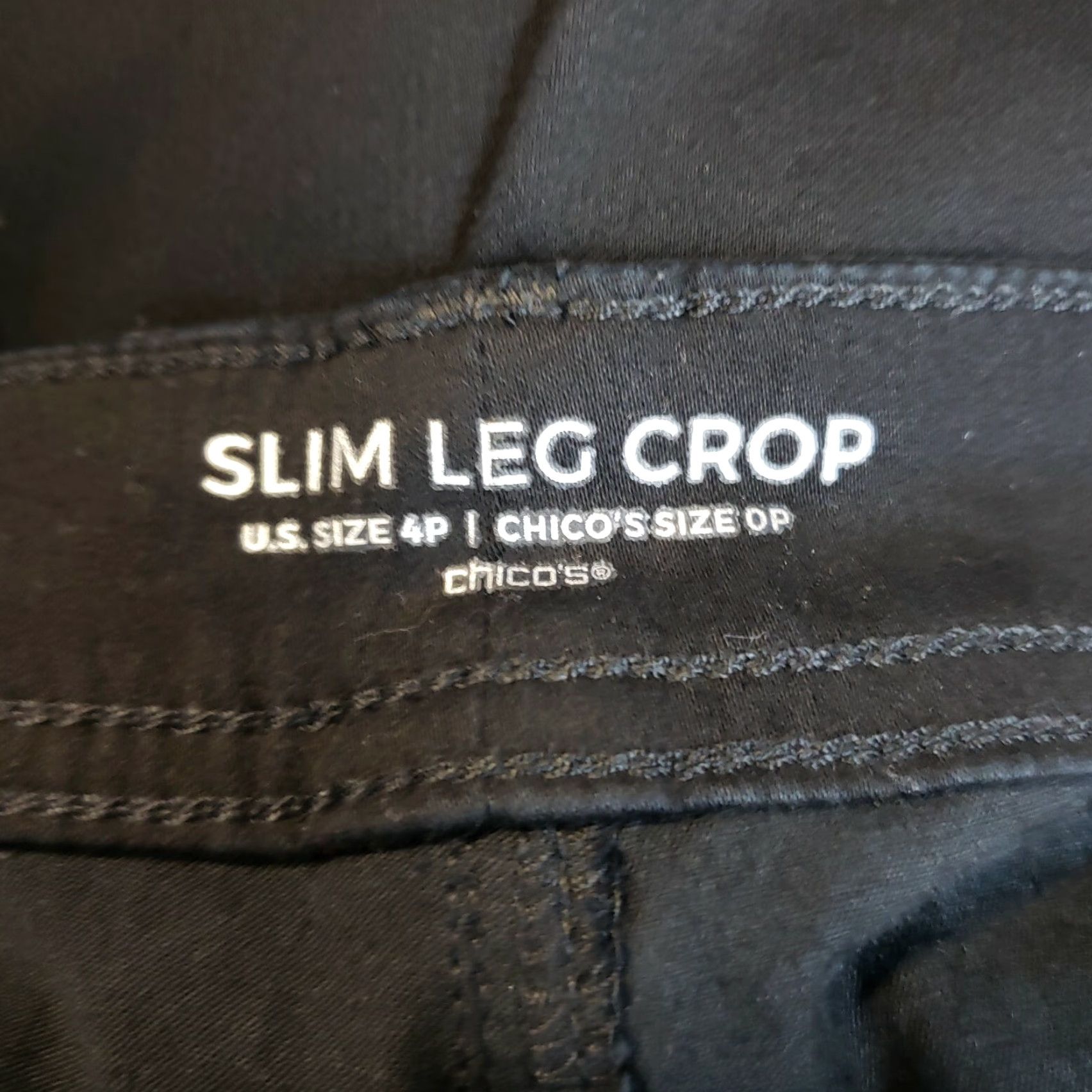 Vintage Chico's Womens Slim Crop Pants Sz 4P Black Mid Rise Cropped Inseam 21in Petite Cotton Blend Size 27" / US 4 / IT 40 - 6 Thumbnail