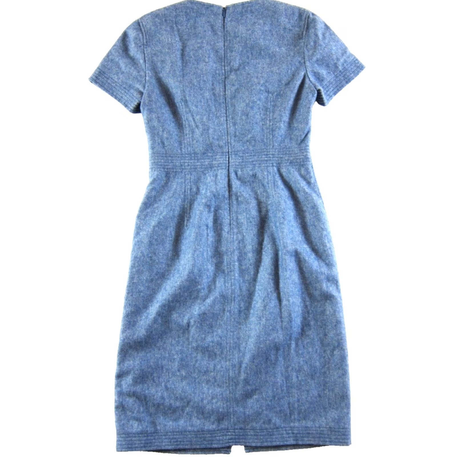 Banana Republic Banana Republic Dress Woman Size 4 Blue Wool Blend Lined Short Sleeve Sheath Dress Size 27" / US 4 / IT 40 - 2 Thumbnail