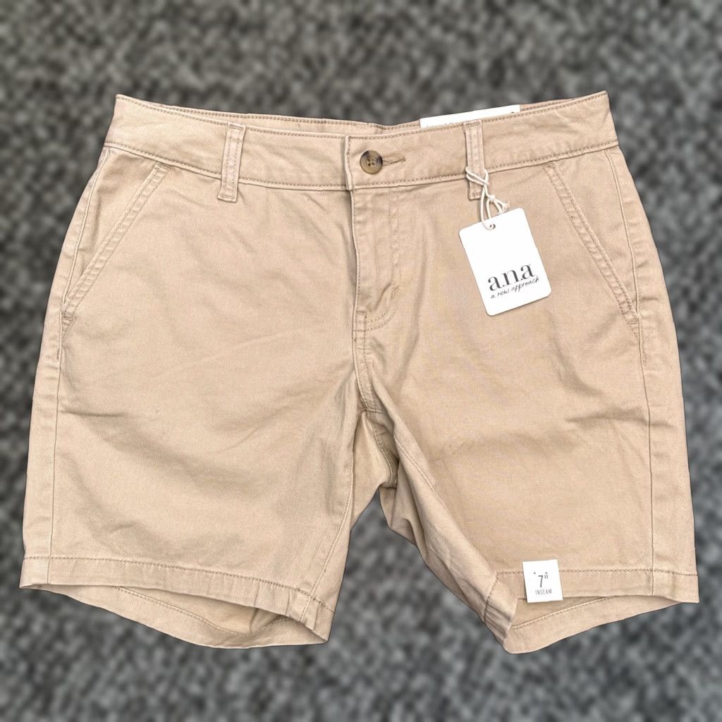 Vintage Ana a.n.a Mid Rise Midi Short Womens 2 Brown Cotton Spandex Twill Stretch Chino Zip Casual 6.5 In Inseam Womens Size 26" / US 2 / IT 38 - 1 Thumbnail