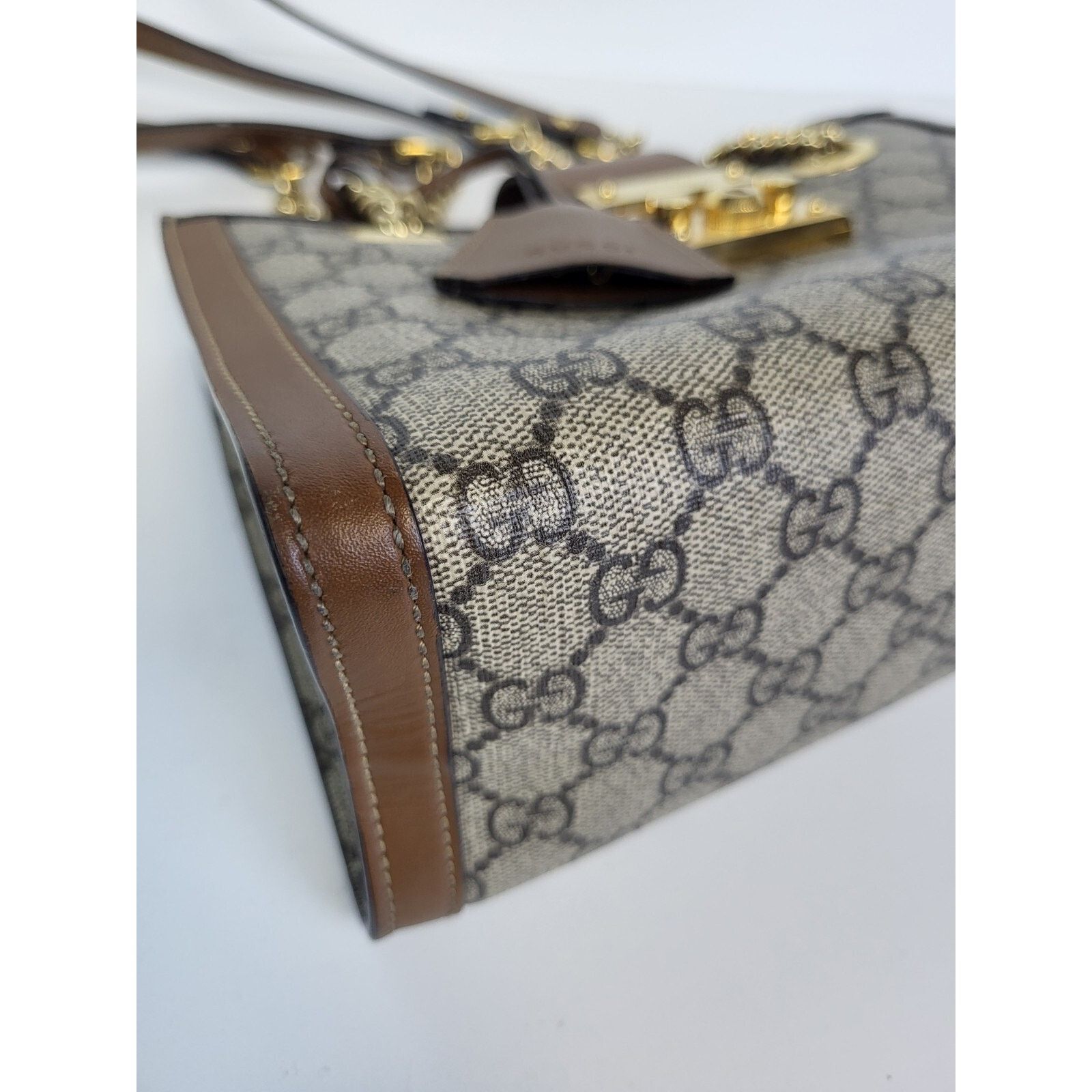 Gucci Gucci Padlock Shoulder Bag Small Brown Canvas Shoulder Bag Size ONE SIZE - 8 Thumbnail