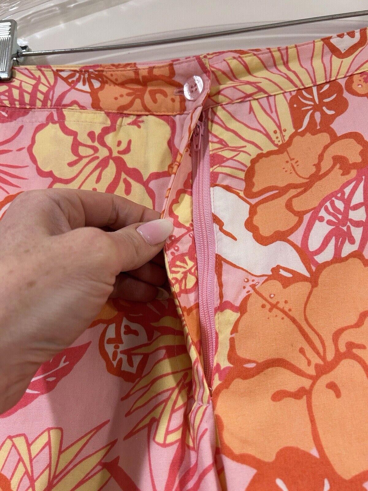 Designer LILLY PULITZER Floral Capri Crop Pants Size 2 Orange/Pink Size 26" / US 2 / IT 38 - 2 Thumbnail