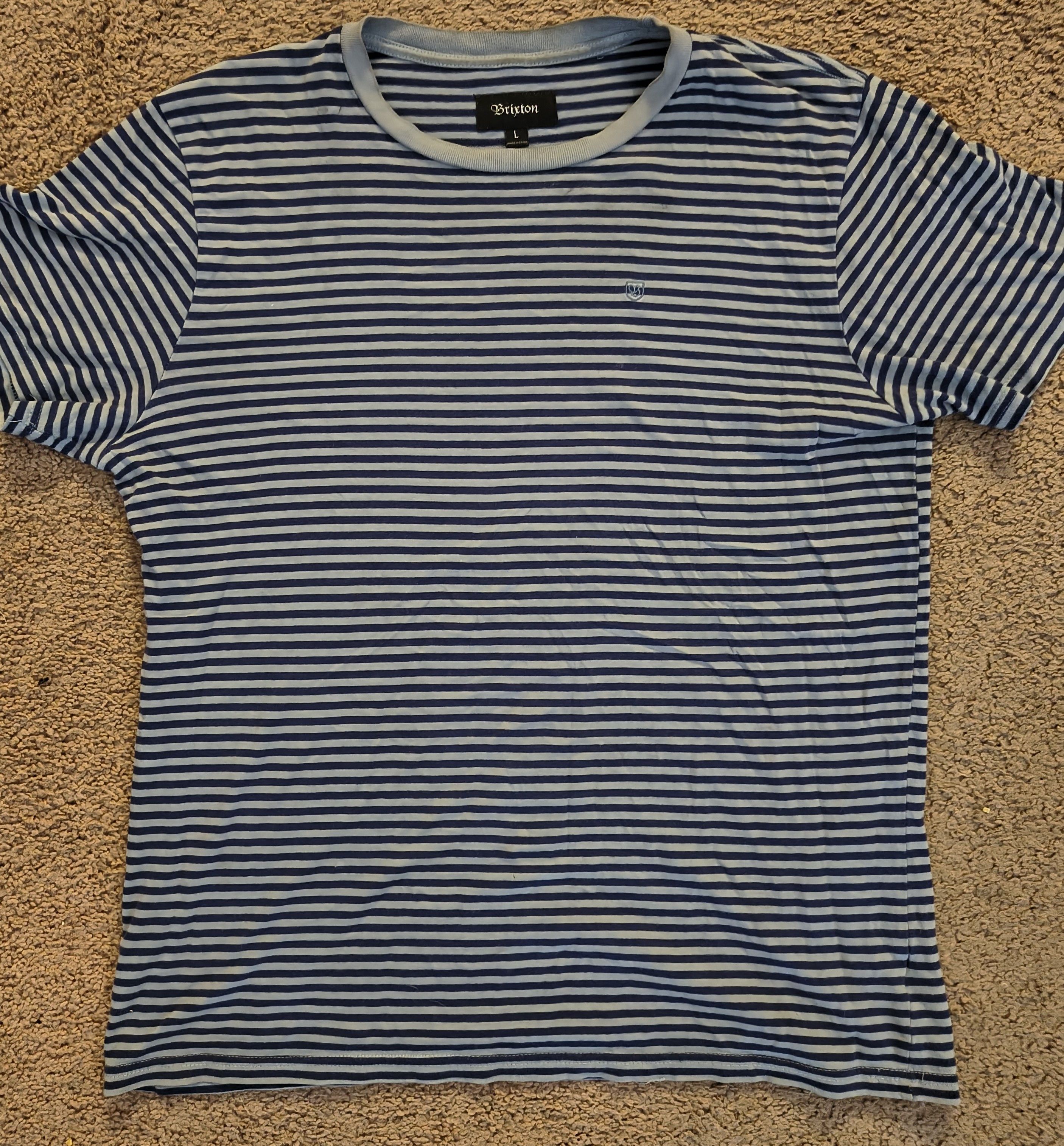 Brixton Brixton short sleeve blue and gray striped shirt size large Size US L / EU 52-54 / 3 - 1 Thumbnail