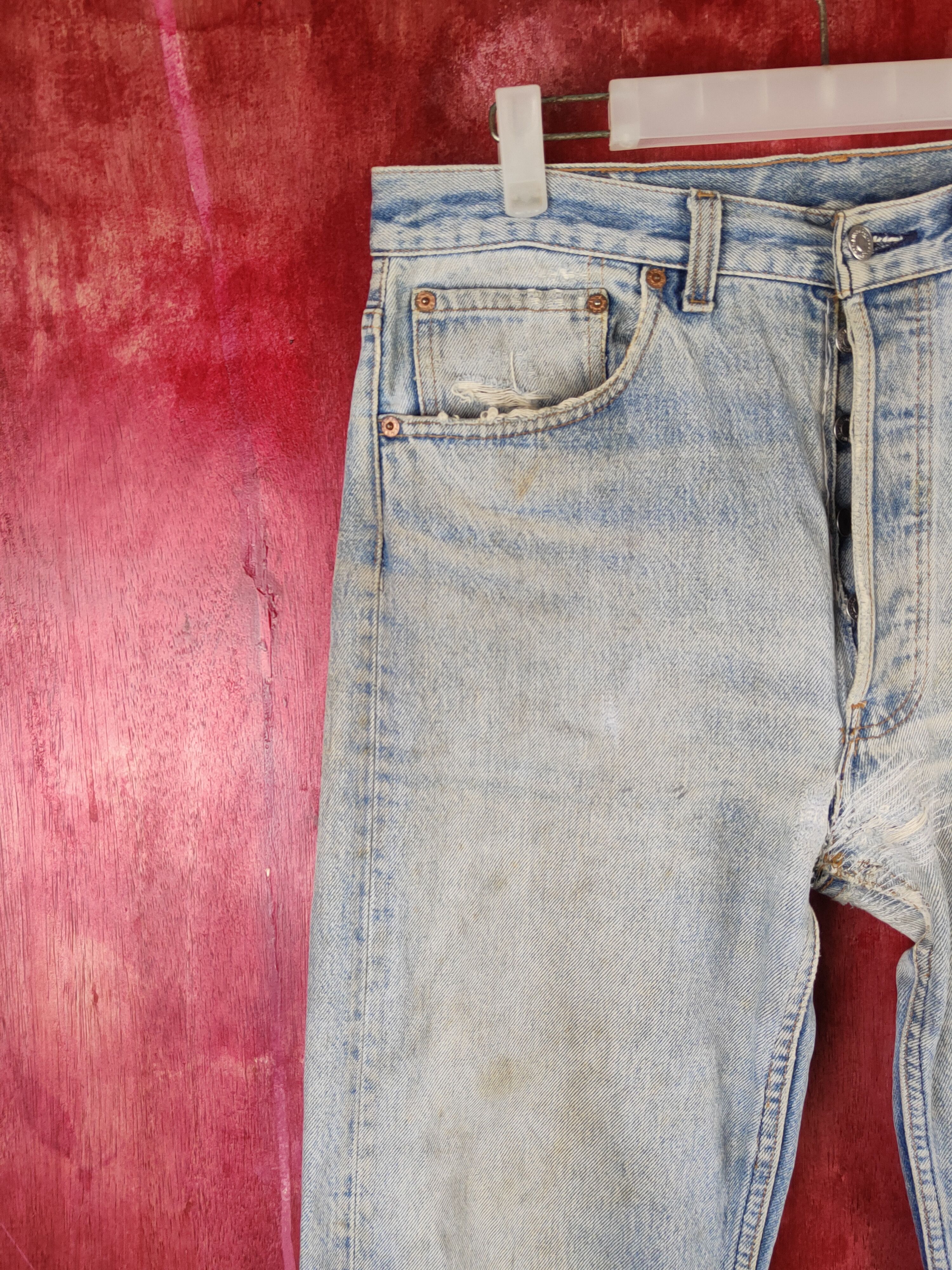 Levi's DL 501 Levi's vintage Faded ripped distressed Denim #S1510 Size US 34 / EU 50 - 4 Thumbnail
