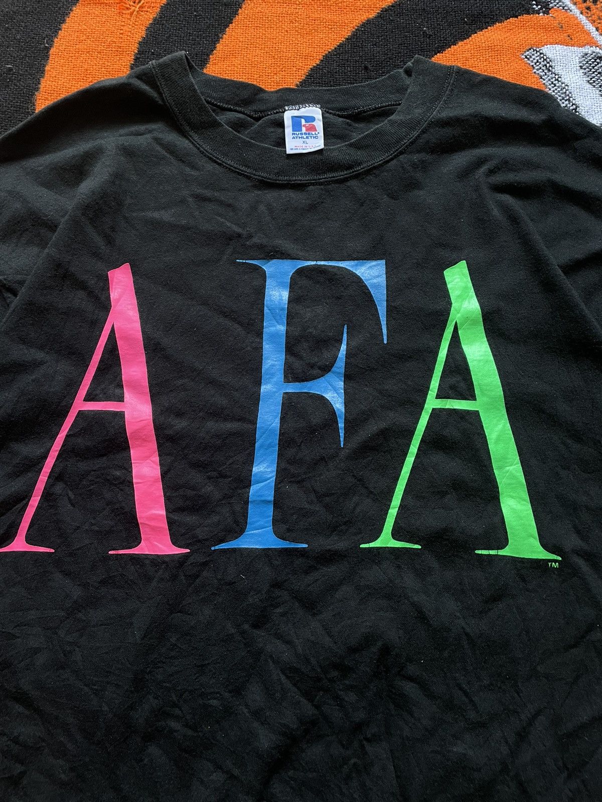 Russell Athletic × Vintage Vintage Russell Athletic AFA Black T-shirt 90s Size US XL / EU 56 / 4 - 2 Thumbnail