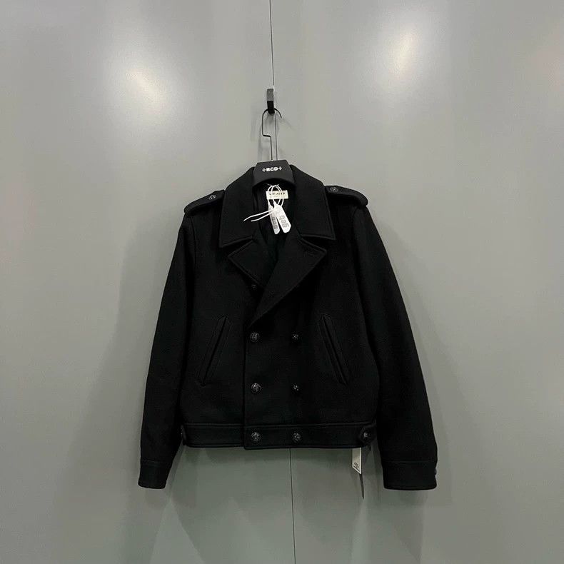Saint Laurent Paris Saint Laurent Paris Black double-breasted coat 2505-Nextarr Size US M / EU 48-50 / 2 - 1 Thumbnail