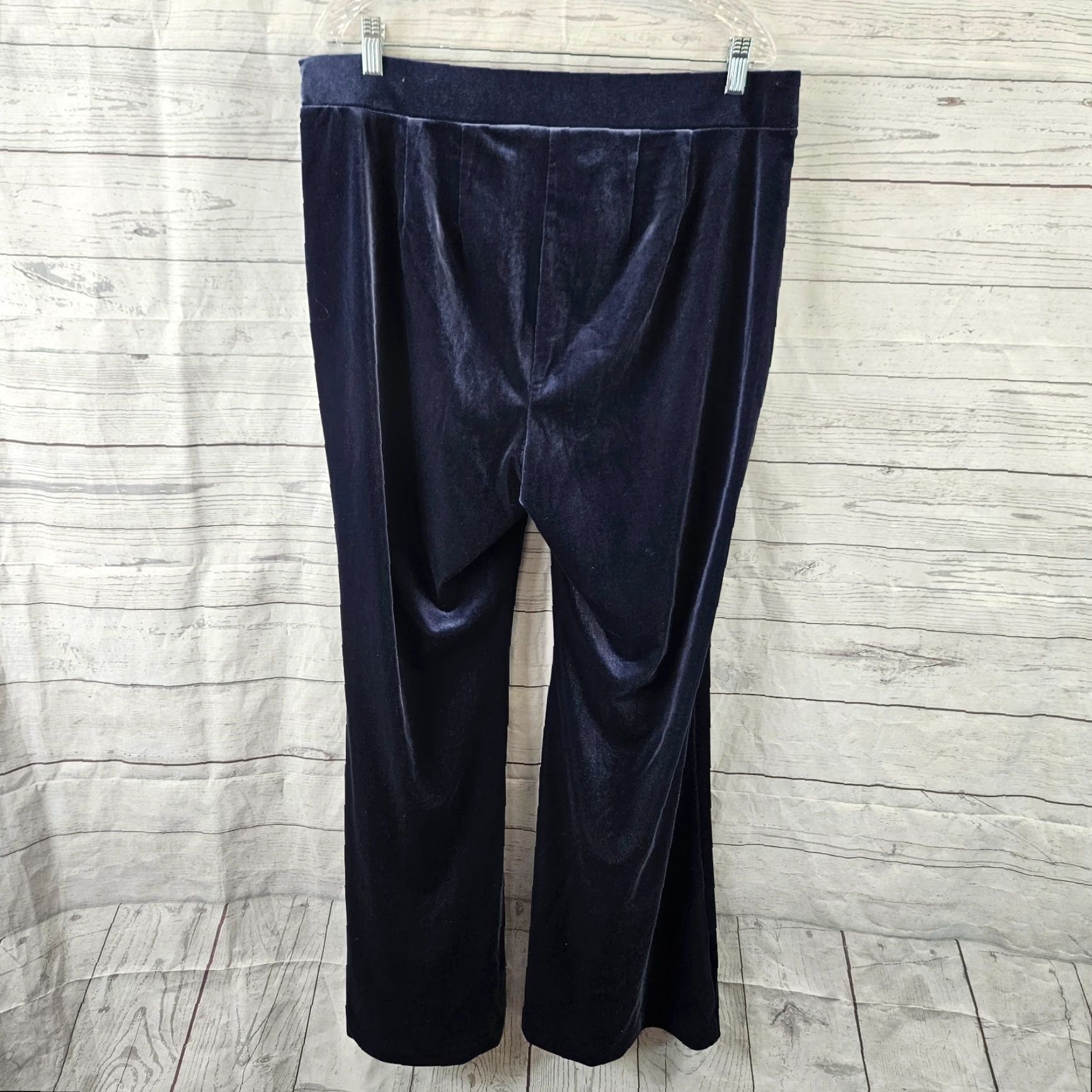 Vintage Lane Bryant Womens Velvet Pants Solid Blue Sz 16 Pull On High Rise Size 38" / US 16 / IT 52 - 3 Thumbnail