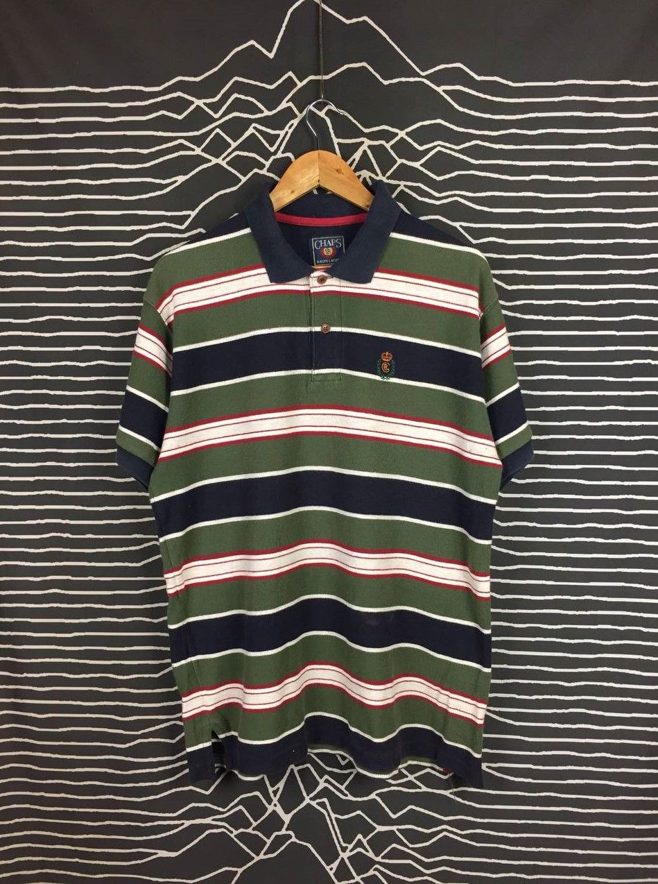 Chaps Ralph Lauren Vtg Chaps Ralph Lauren Crest Logo Striped Polo Shirt Size US L / EU 52-54 / 3 - 2 Thumbnail