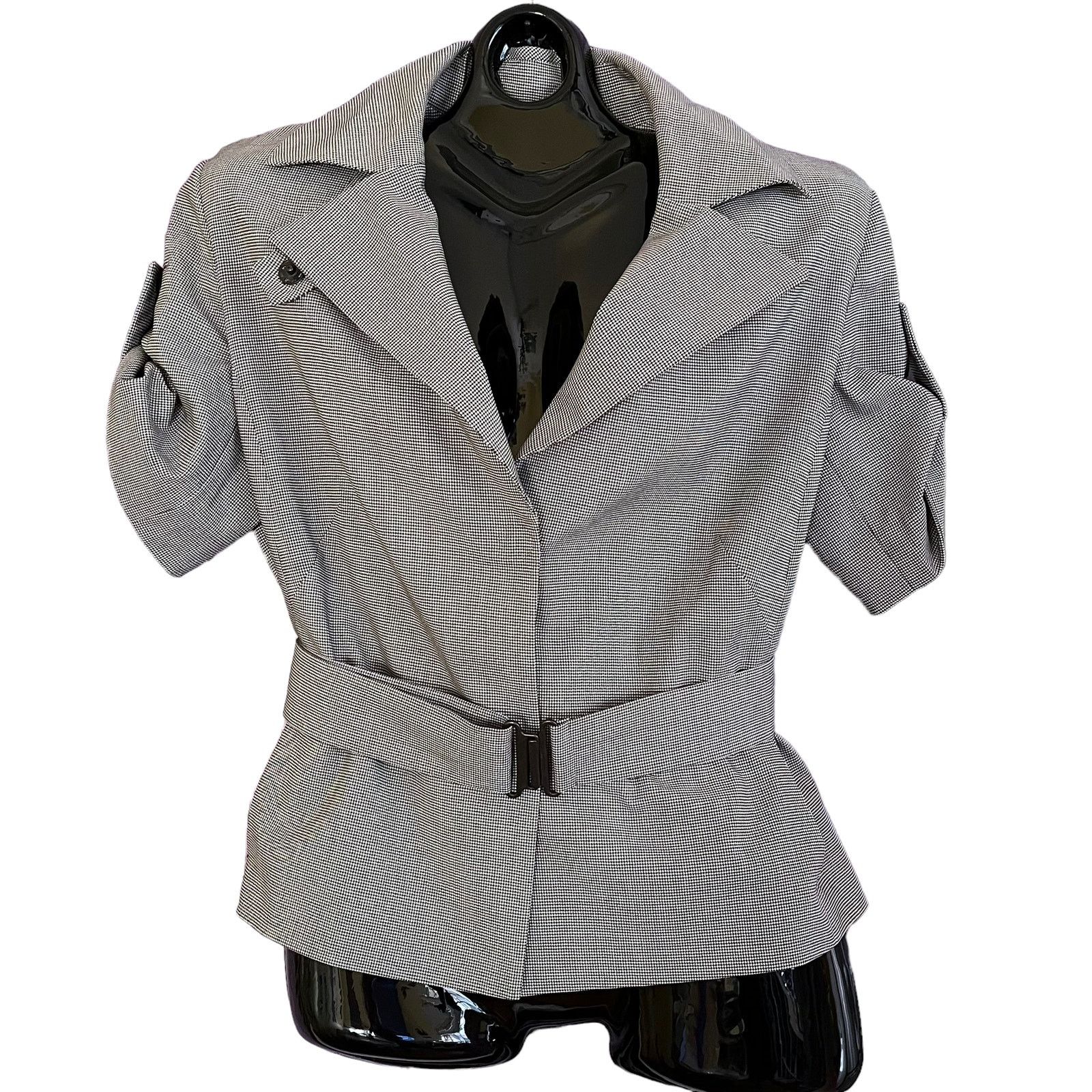 Akris Akris Punto Houndstooth Short-Sleeve Evening Jacket Blazer Size L / US 10 / IT 46 - 1 Thumbnail