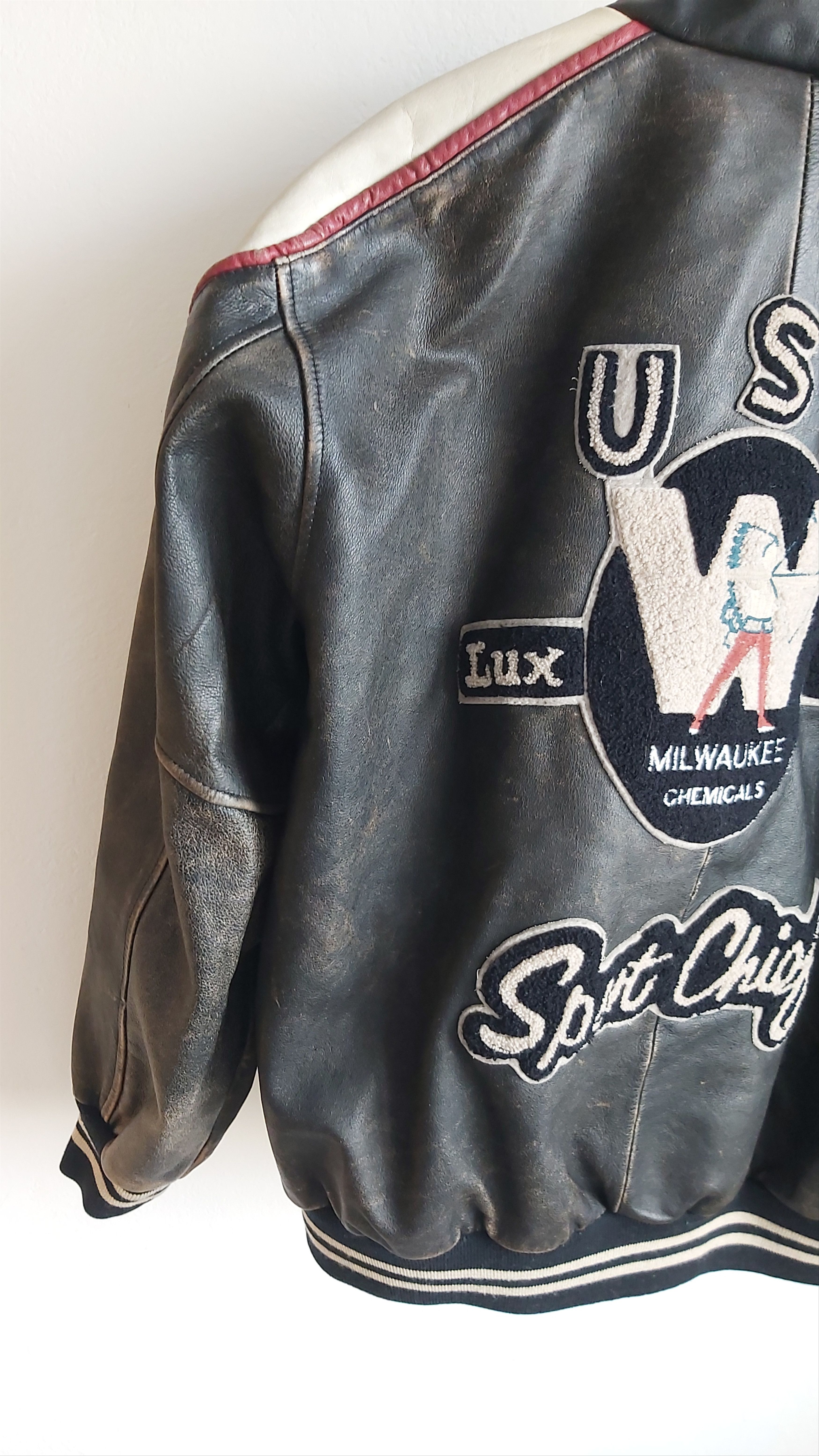 Vintage Lee Trevor Vintage USA Leather Jacket Milwaukee Chemicals Size US XL / EU 56 / 4 - 14 Thumbnail