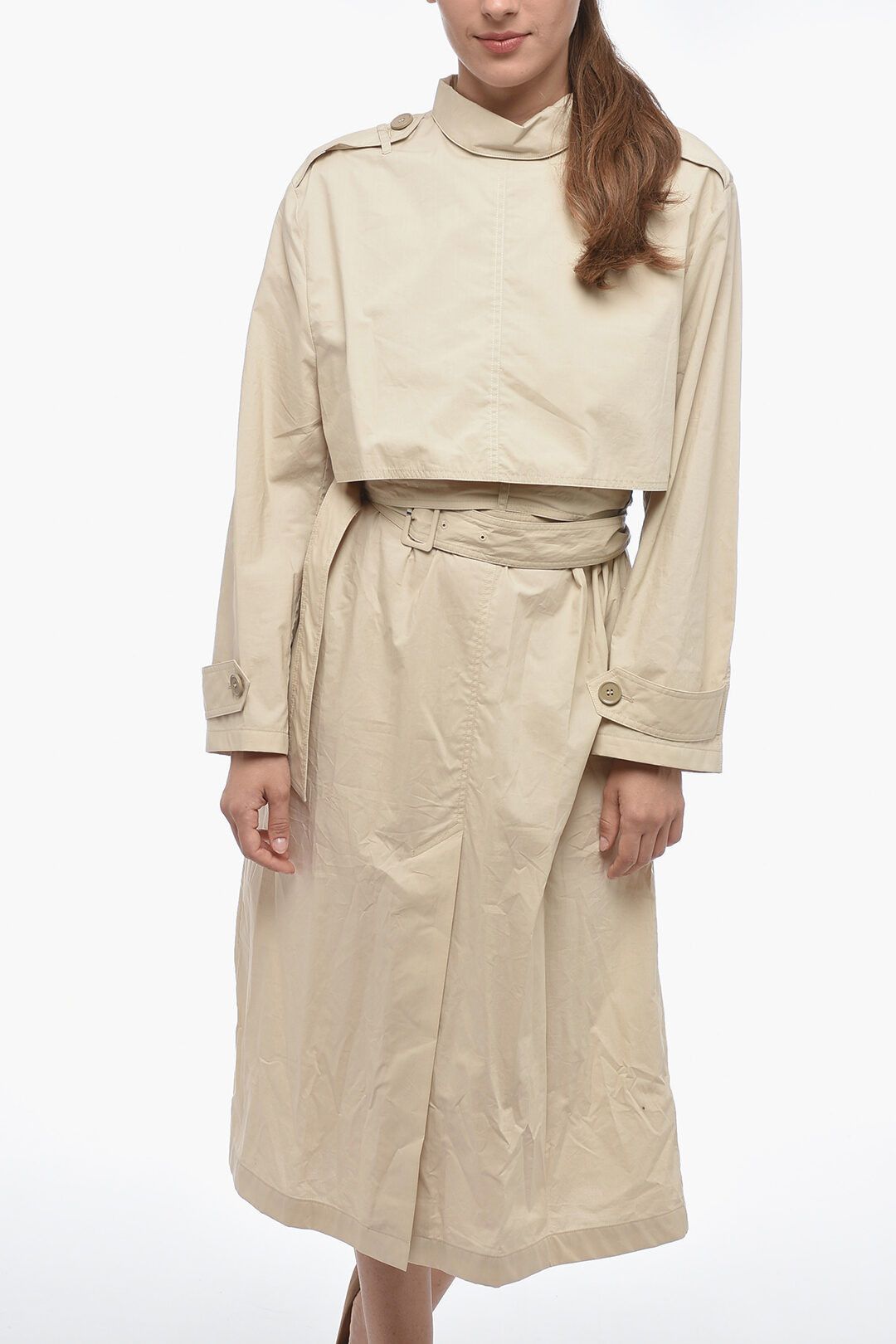 Maison Margiela og1mm1224 Trench-shaped Popeline Midi Dress in Beige Size XS / US 0-2 / IT 36-38 - 5 Thumbnail