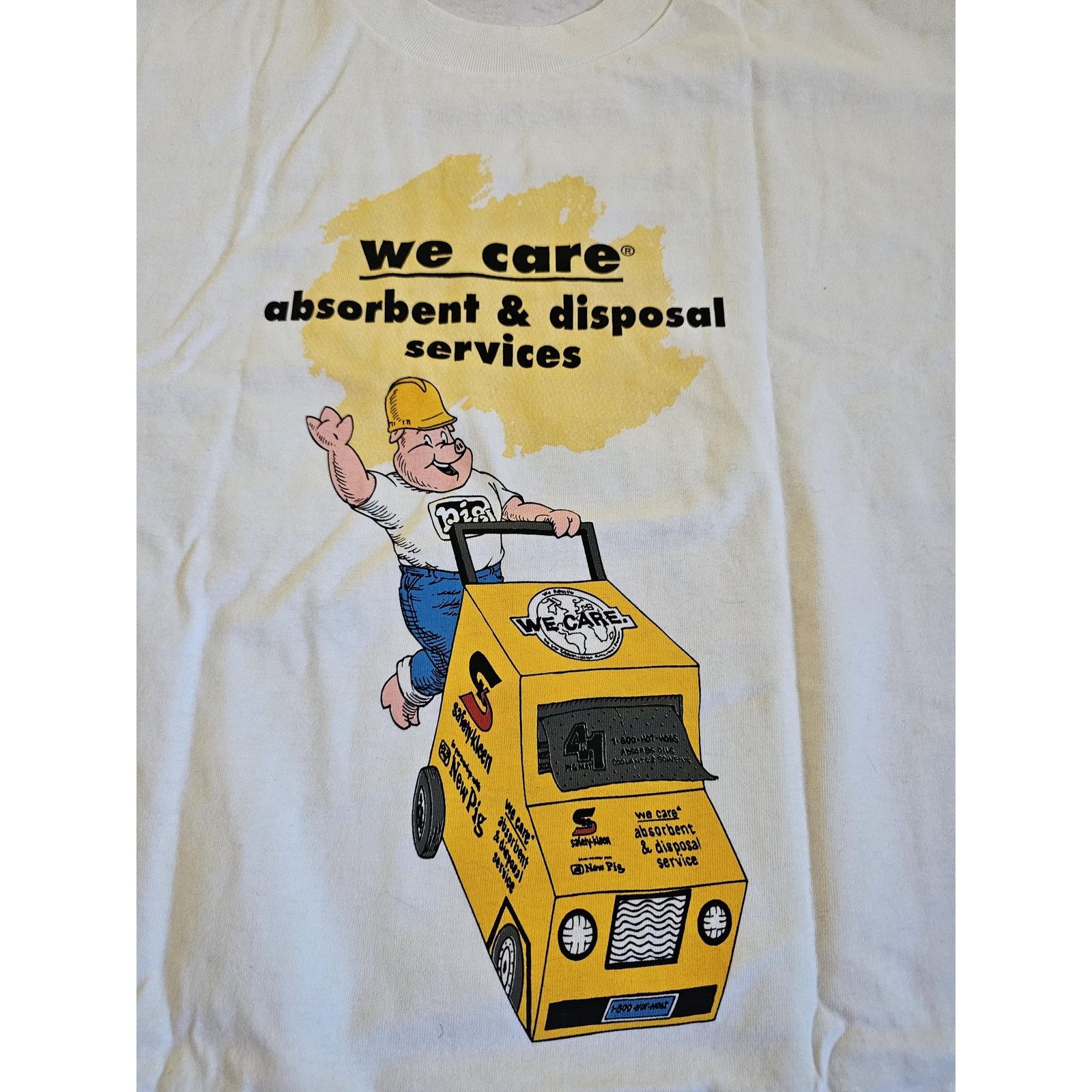 Lee 90s We Care Little Piggy T-Shirt, Funny Parody, White Sz XL Size US XL / EU 56 / 4 - 2 Thumbnail