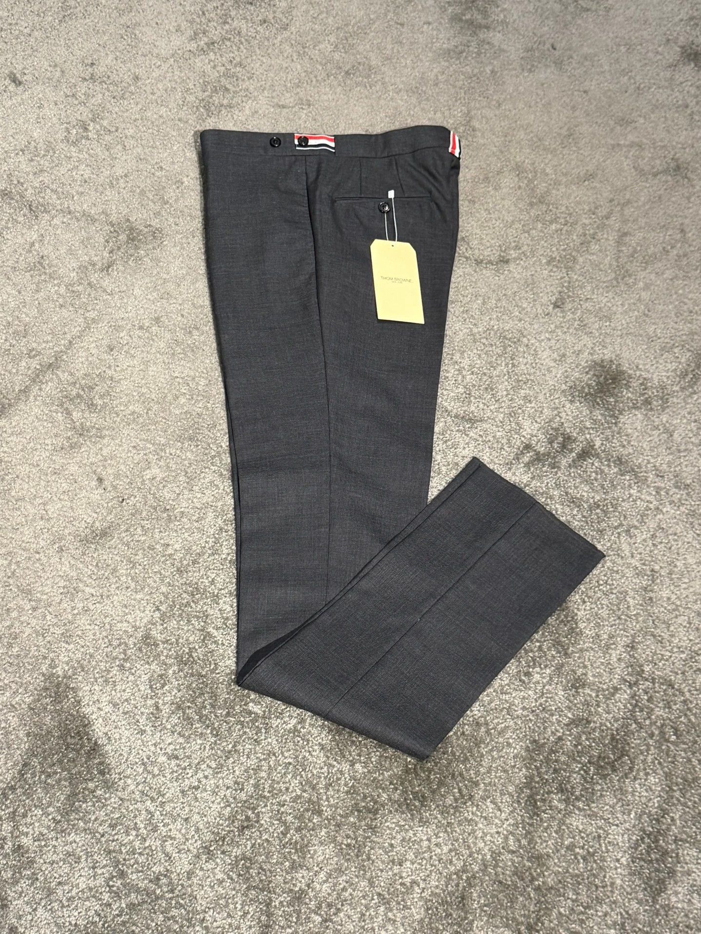 Thom Browne Thom Browne Charcoal Gray Slim Low-Rise Wool Trousers Size US 29 - 3 Thumbnail