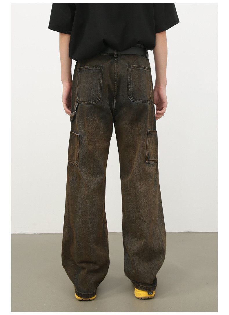 Japanese Brand × Jean Distressed washed men's loose straight high street jeans Size US 32 / EU 48 - 7 Thumbnail
