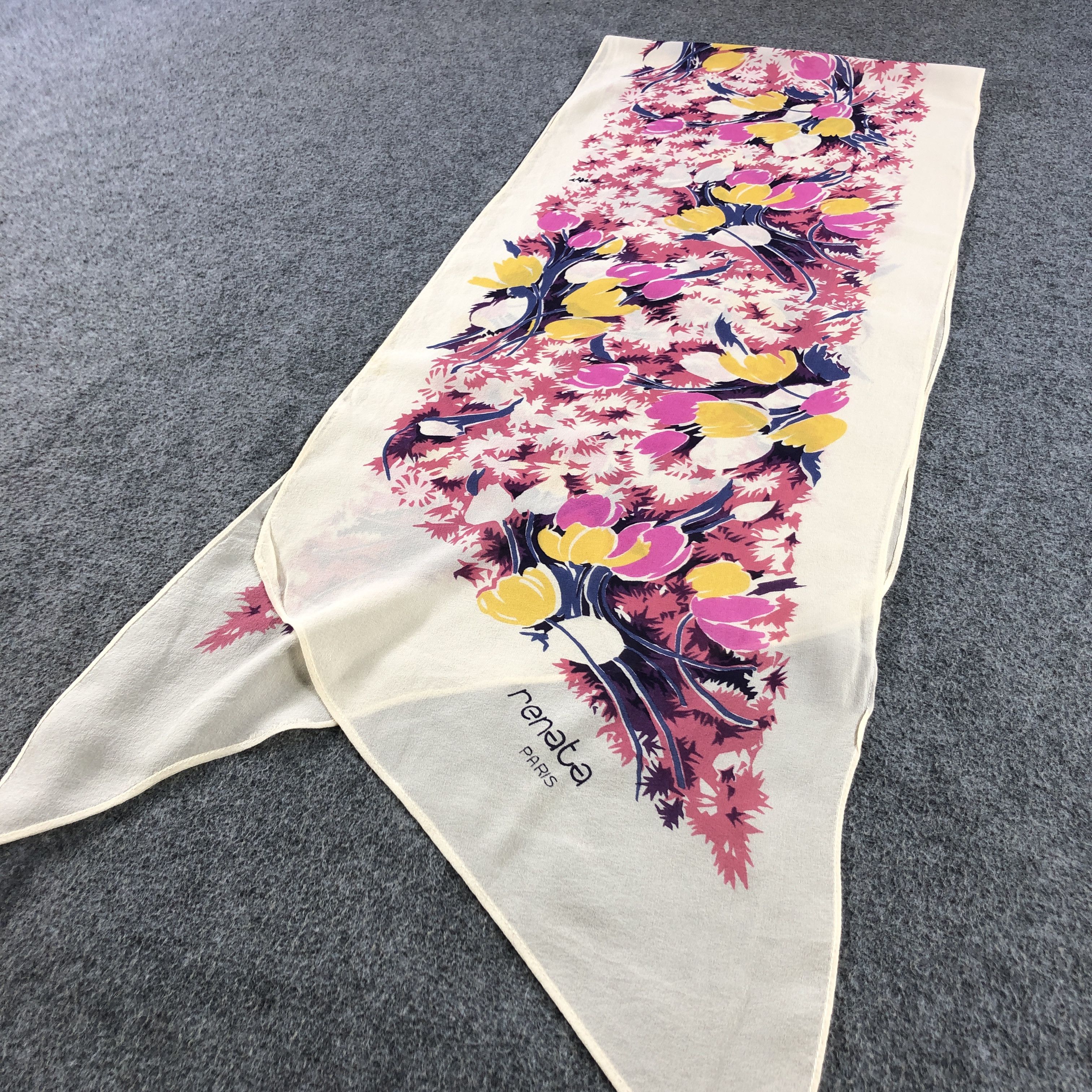 Japanese Brand Renata Floral Silk Stole Silk Scarf M1114 Size ONE SIZE - 3 Thumbnail