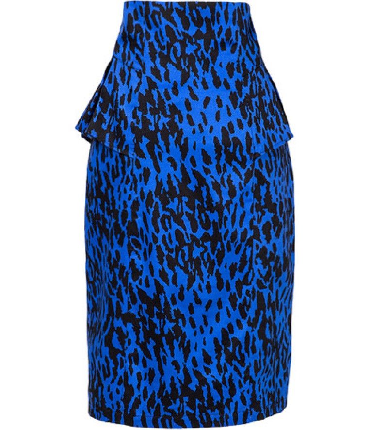 Other Pencil skirt vintage style leopard print blue skirts Size 32" / US 10 / IT 46 - 1 Thumbnail