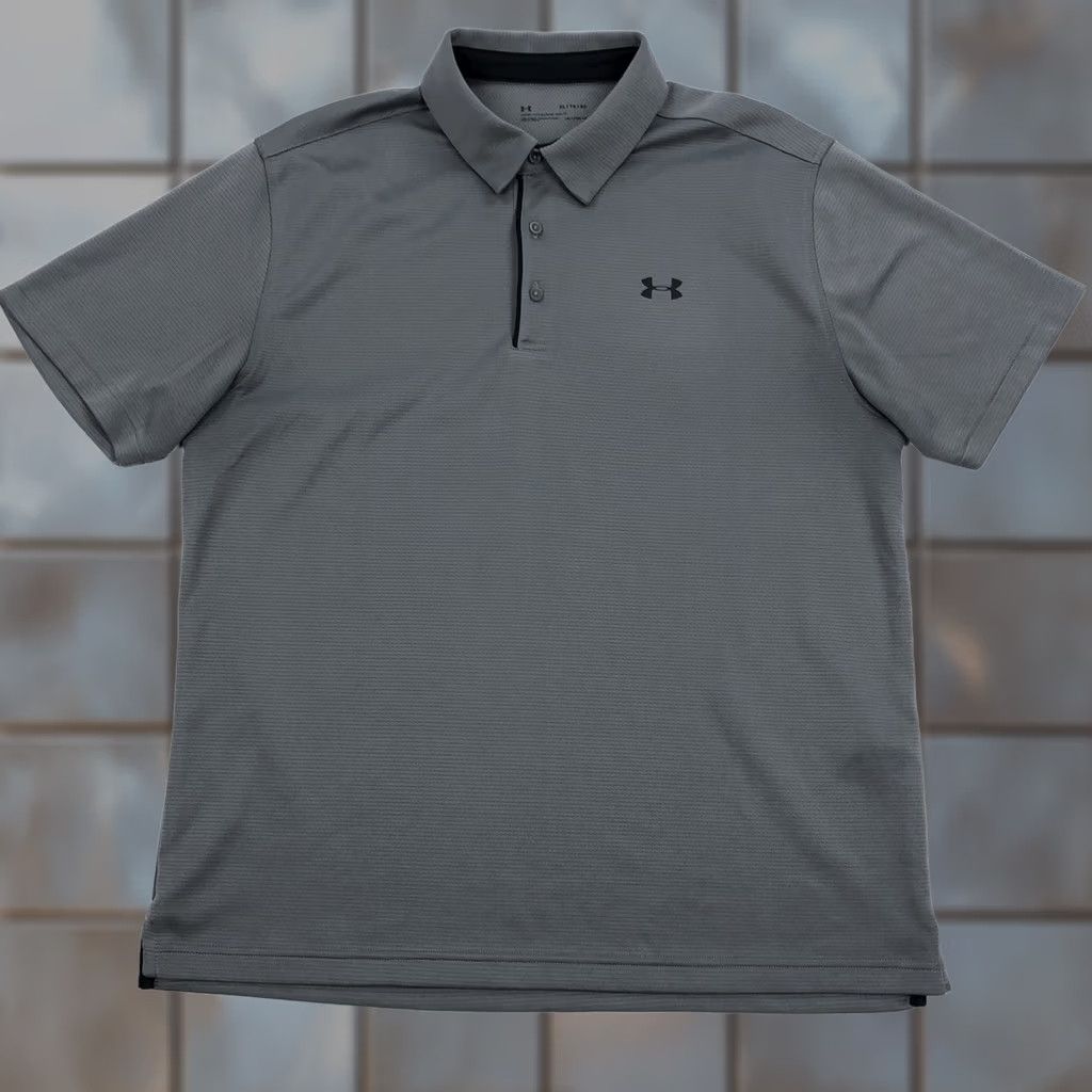 Under Armour Under Armour Polo Shirt Gray Striped HeatGear Tech Performance Polo Shirt Men XL Short Sleeve Casual Golf Activewear Mens Size US XL / EU 56 / 4 - 1 Thumbnail