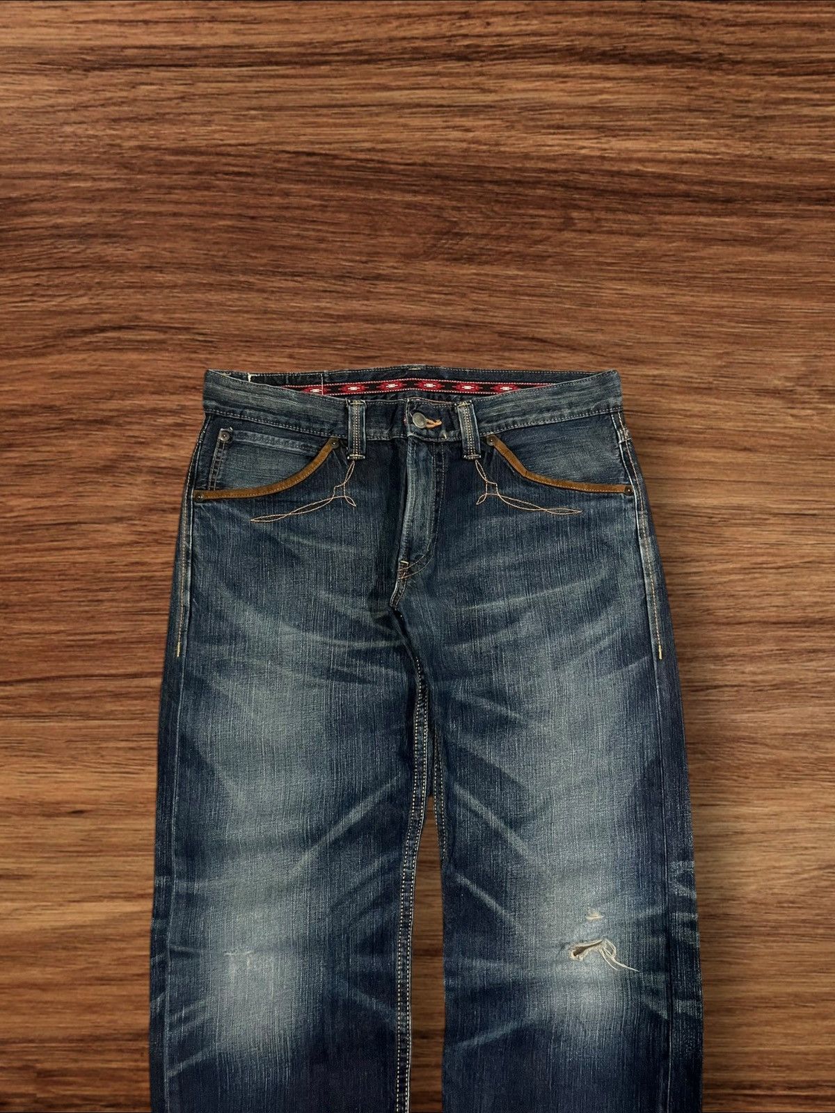 Edwin ⚡️Baggy⚡️Edwin Exclusive Vintage XV Distressed Dark Wash Jeans Size US 36 / EU 52 - 3 Thumbnail