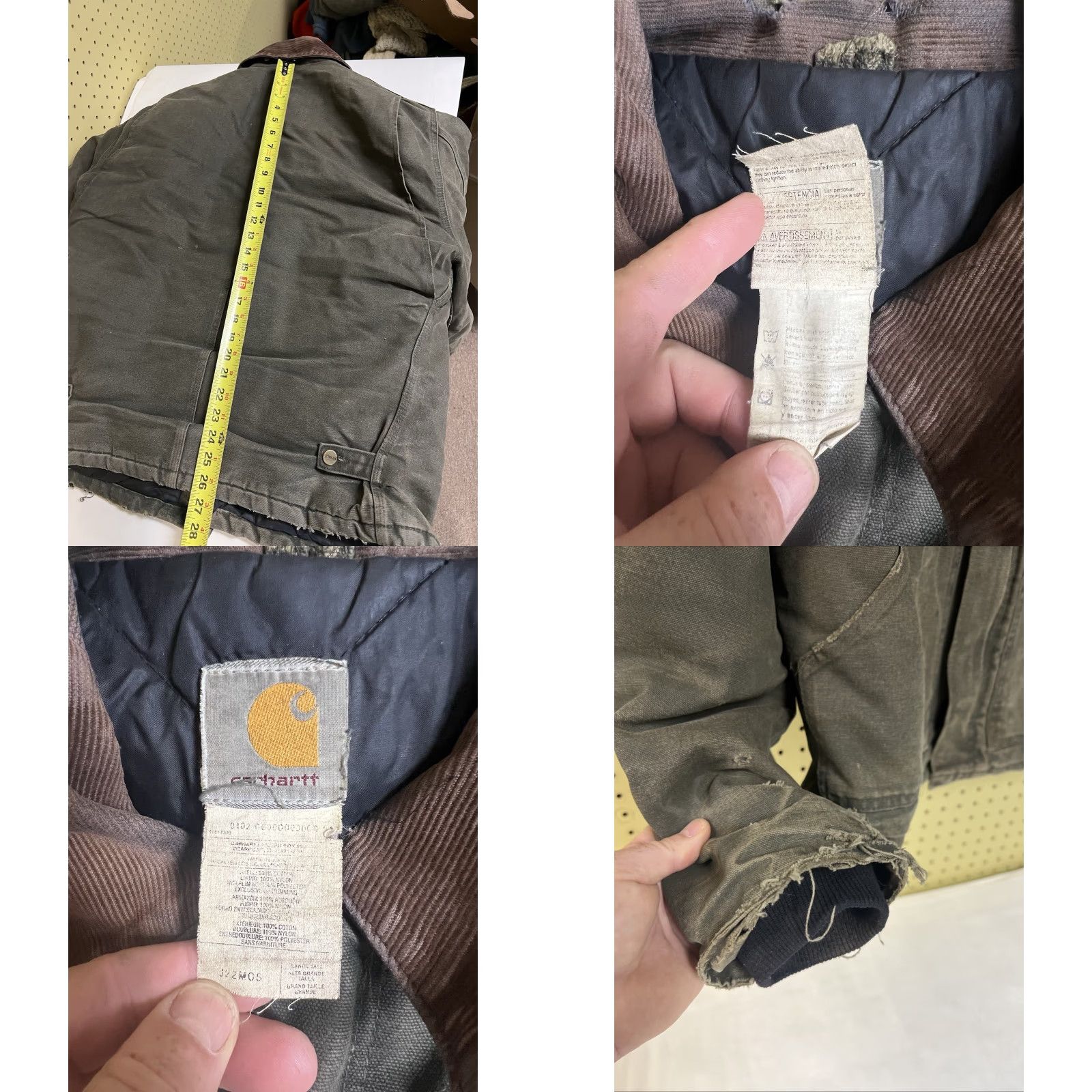 Carhartt VINTAGE Carhartt J22 Jacket LT Green Cotton Canvas Quilted Workwear Large Mens Winter Distressed Thrashed Logo Size US L / EU 52-54 / 3 - 9 Thumbnail