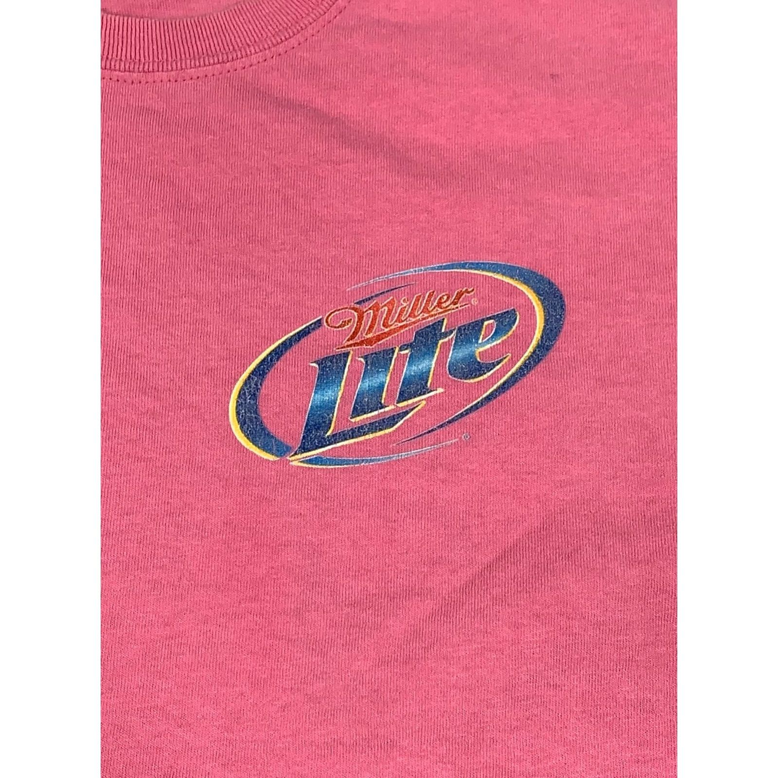 Gildan Miller Lite T Graphic Shirt Pink Womens M Crew Neck Short Sleeve Vintage Flag 11034 Size M / US 6-8 / IT 42-44 - 4 Thumbnail