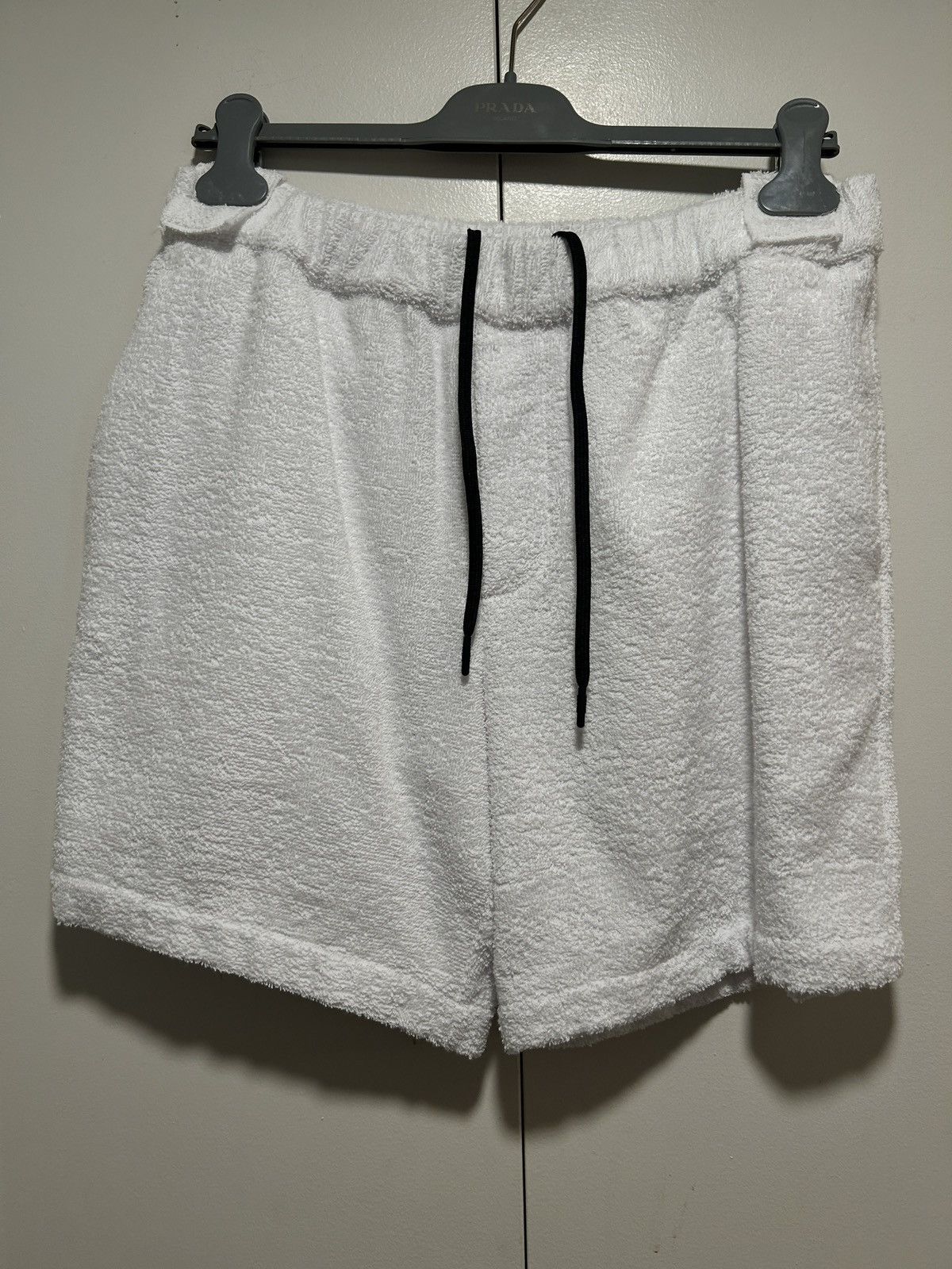 image of Prada Terry Cloth Shorts - White, Men's (Size 34)