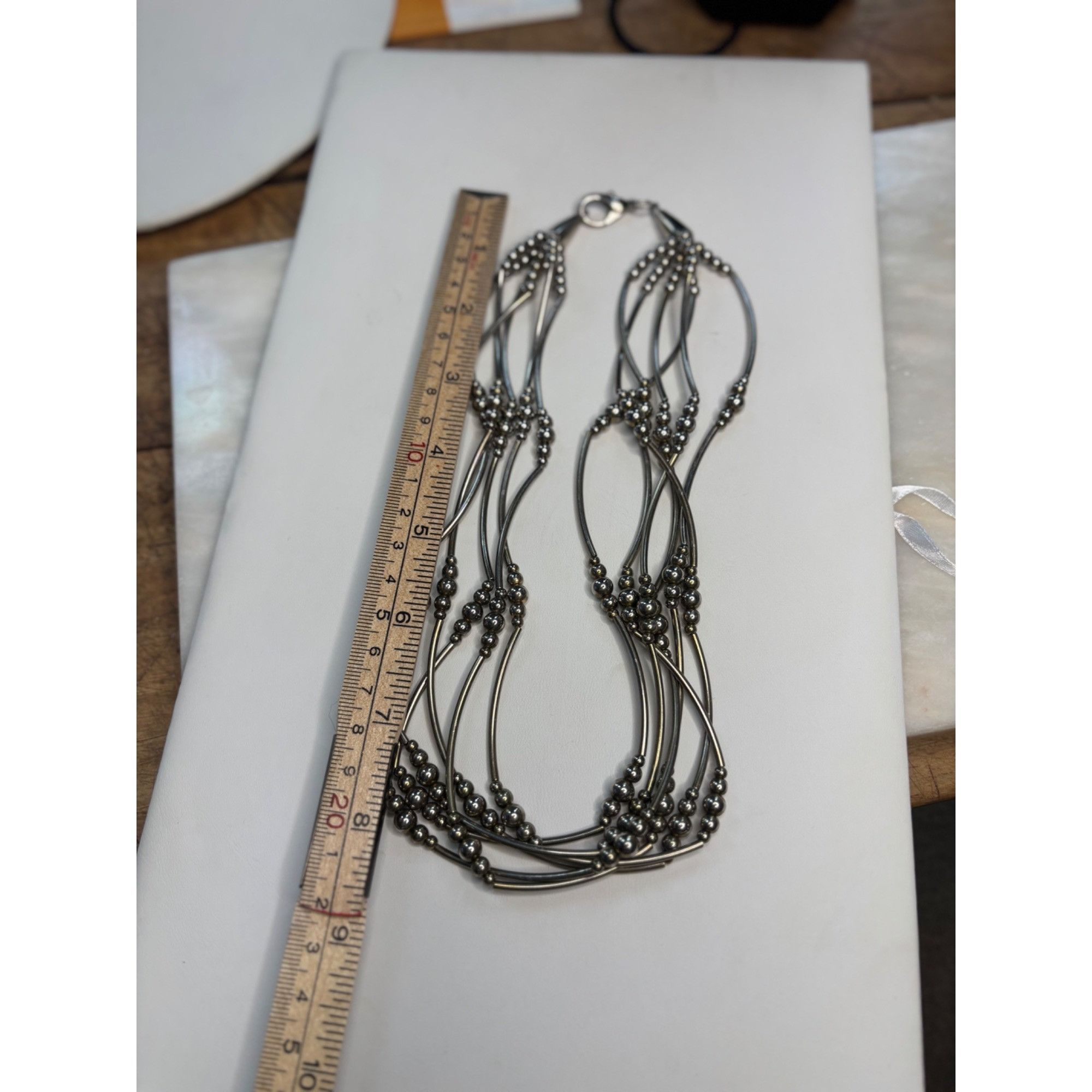 Other Twisted Multi-Strand Silver Beaded Necklace With Lobster Cla Size ONE SIZE - 5 Thumbnail