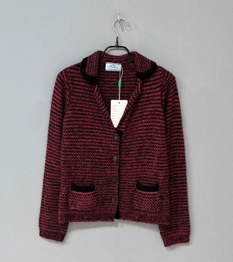 Prada Prada Black and red tweed knitted cardigan jacket 2504-Next Size XS / US 0-2 / IT 36-38 - 1 Thumbnail