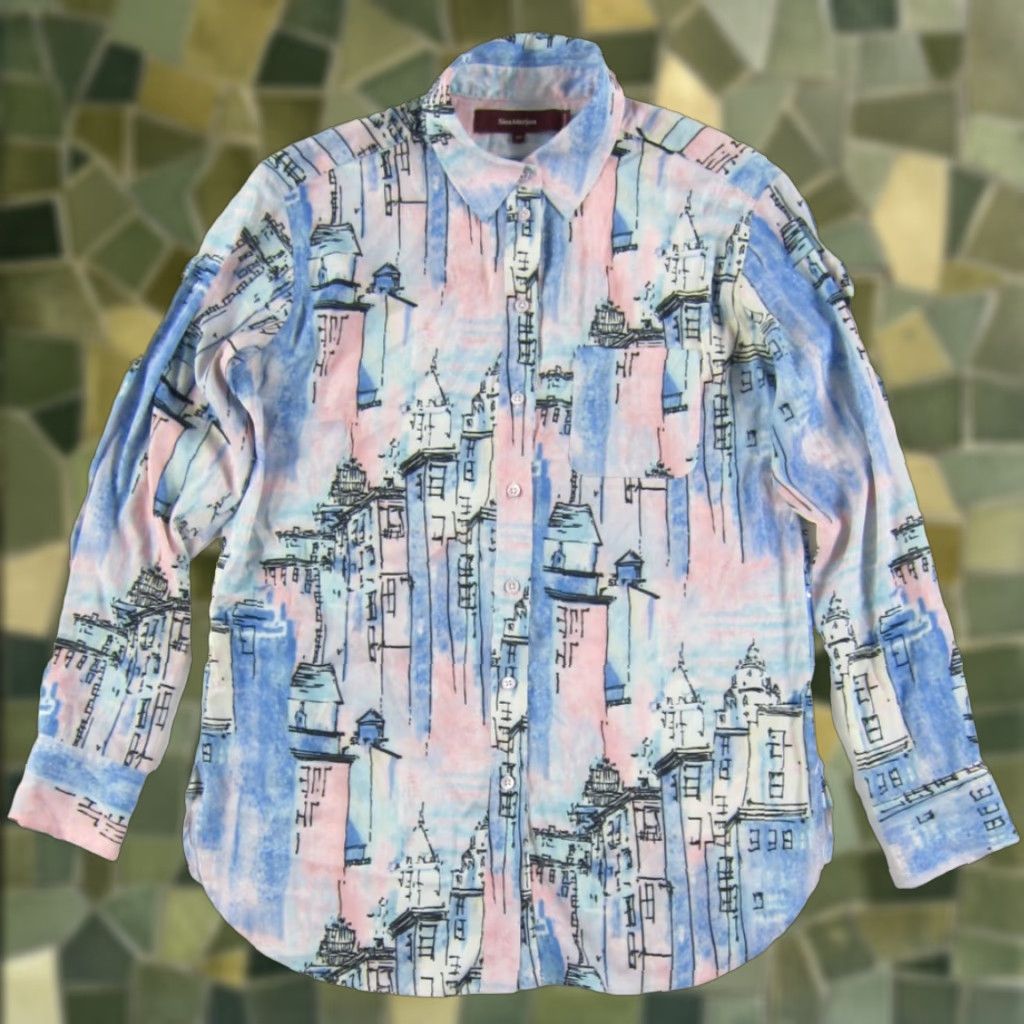 Sies Marjan Sander Cityscape Washed Satin Long Sleeve Blouse Pink M