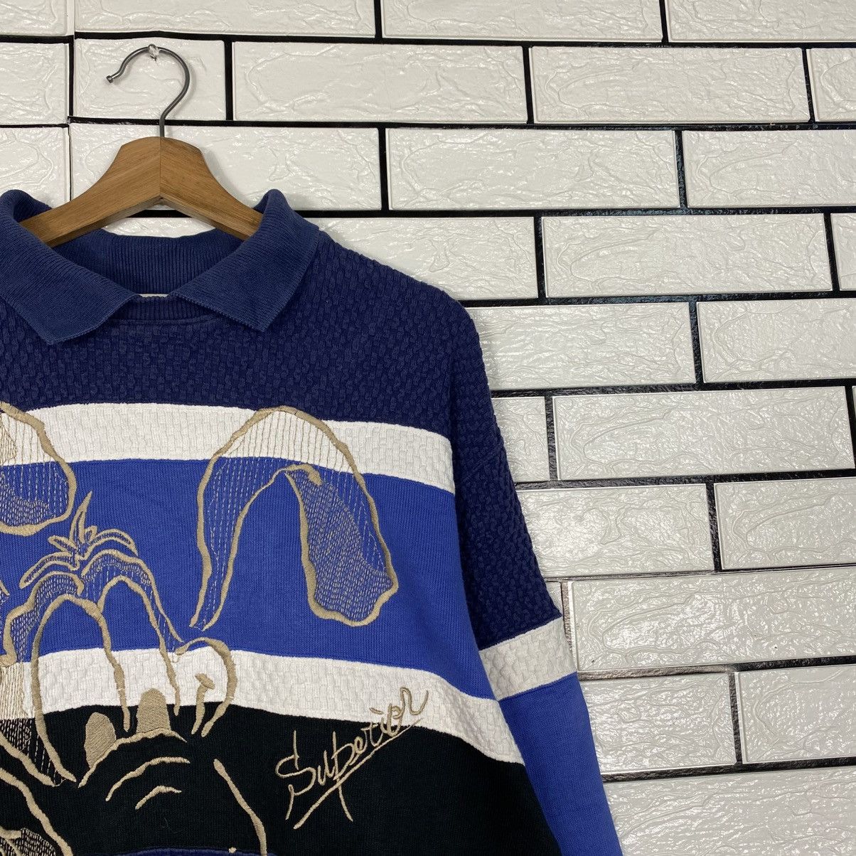 Japanese Brand 📌Vintage Collar Sweatshirt Superior Striped Cartoon Design Size US S / EU 44-46 / 1 - 7 Thumbnail