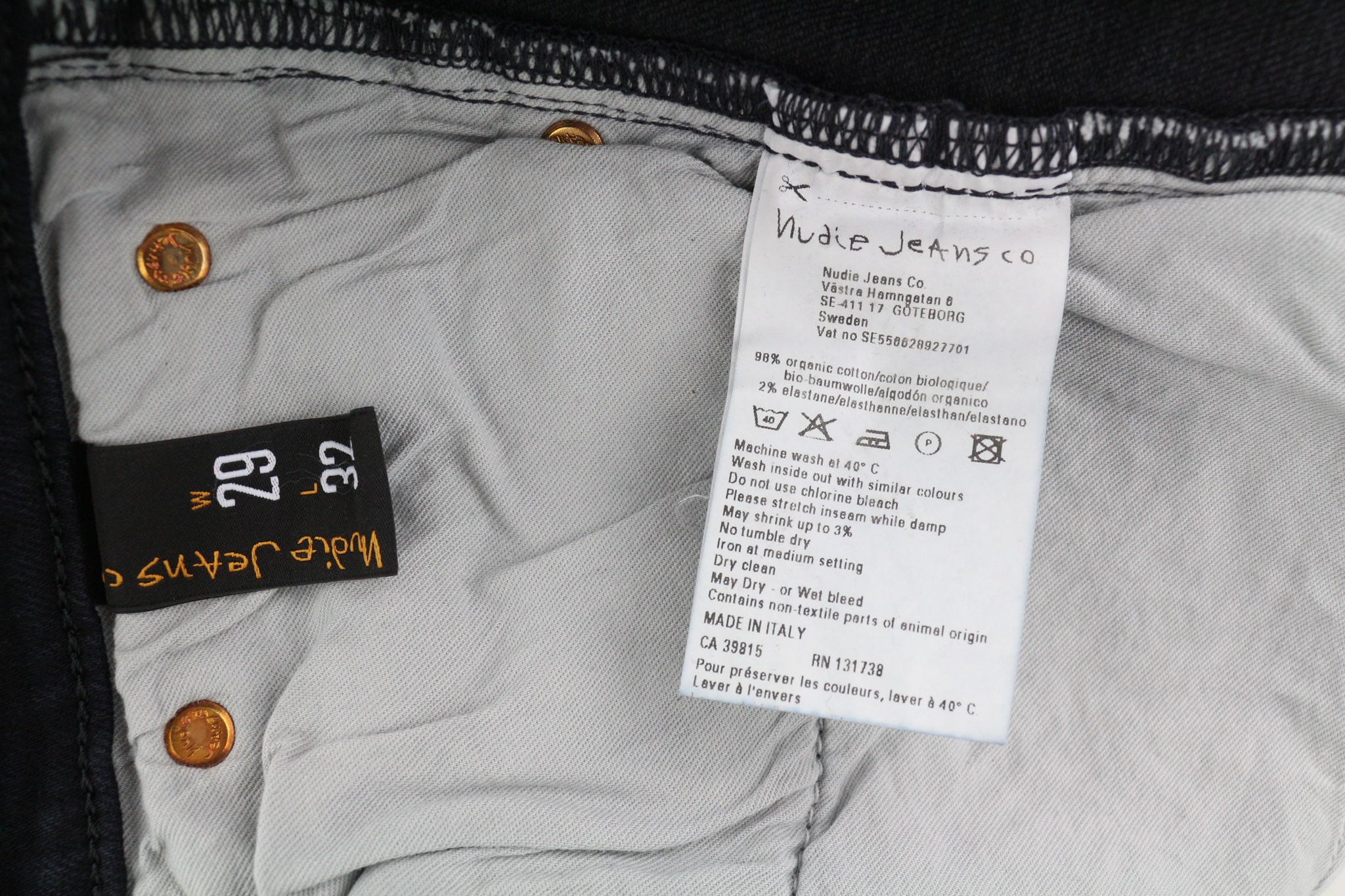 Nudie Jeans TIGHT LONG JOHN W29/L32 Organic Black Grey Jeans 82684 Size US 29 - 6 Thumbnail