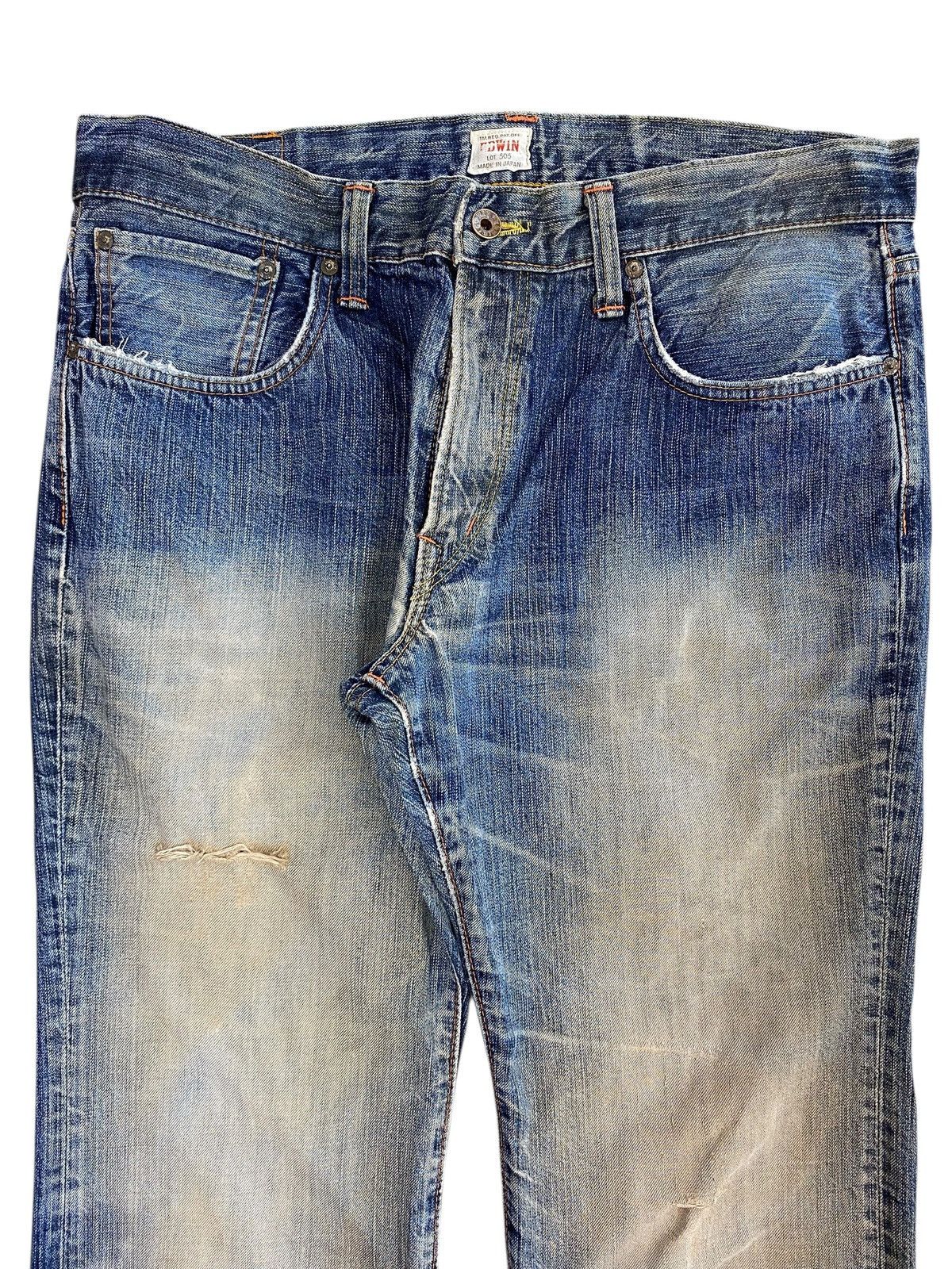 Edwin Edwin Faded Wash Ripped Style Flare Jeans Size US 32 / EU 48 - 2 Thumbnail
