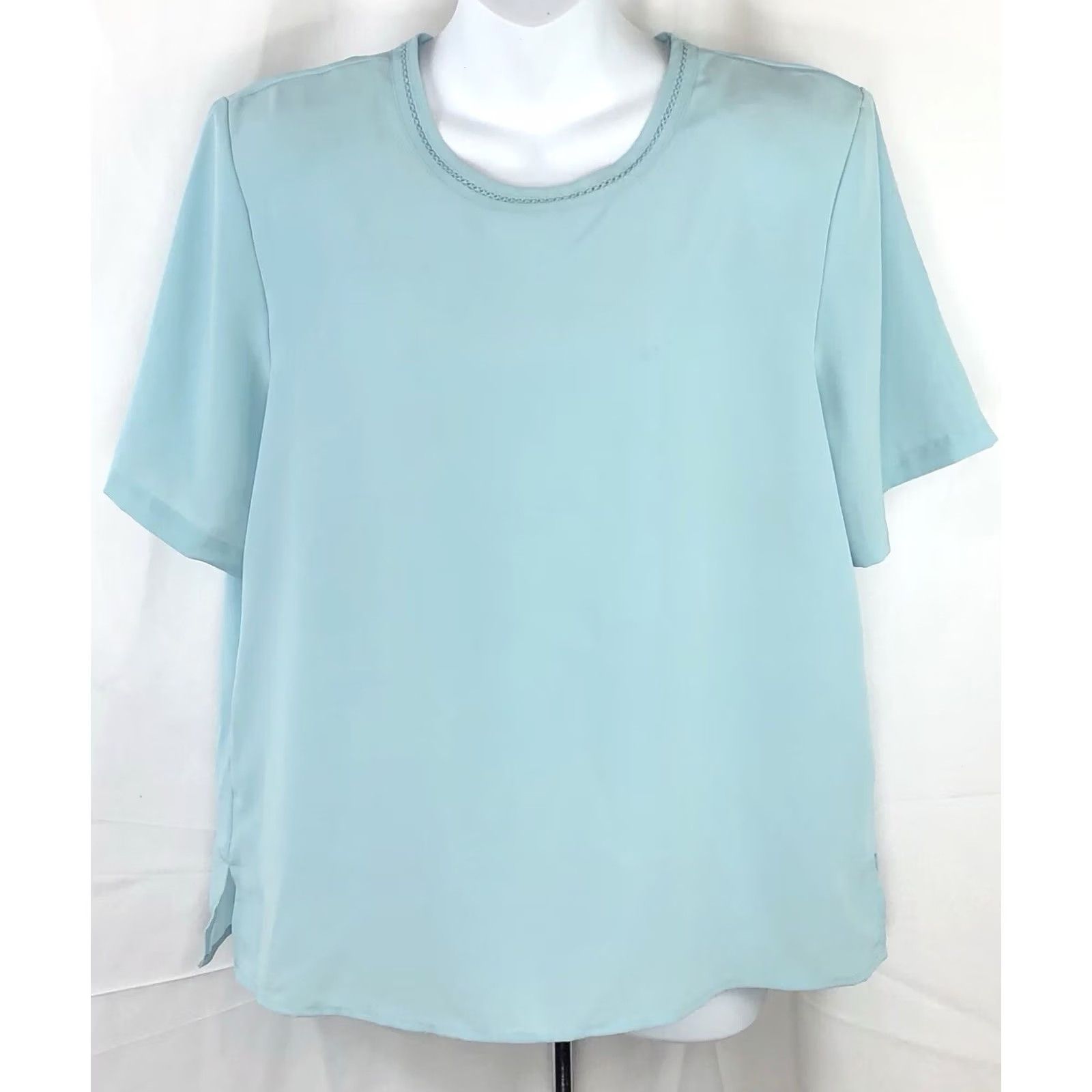 JM Collection VINTAGE JM collection Blouse L Lt Blue Capsule Career Office Retro 90s Y2K Womens Size L / US 10 / IT 46 - 5 Thumbnail