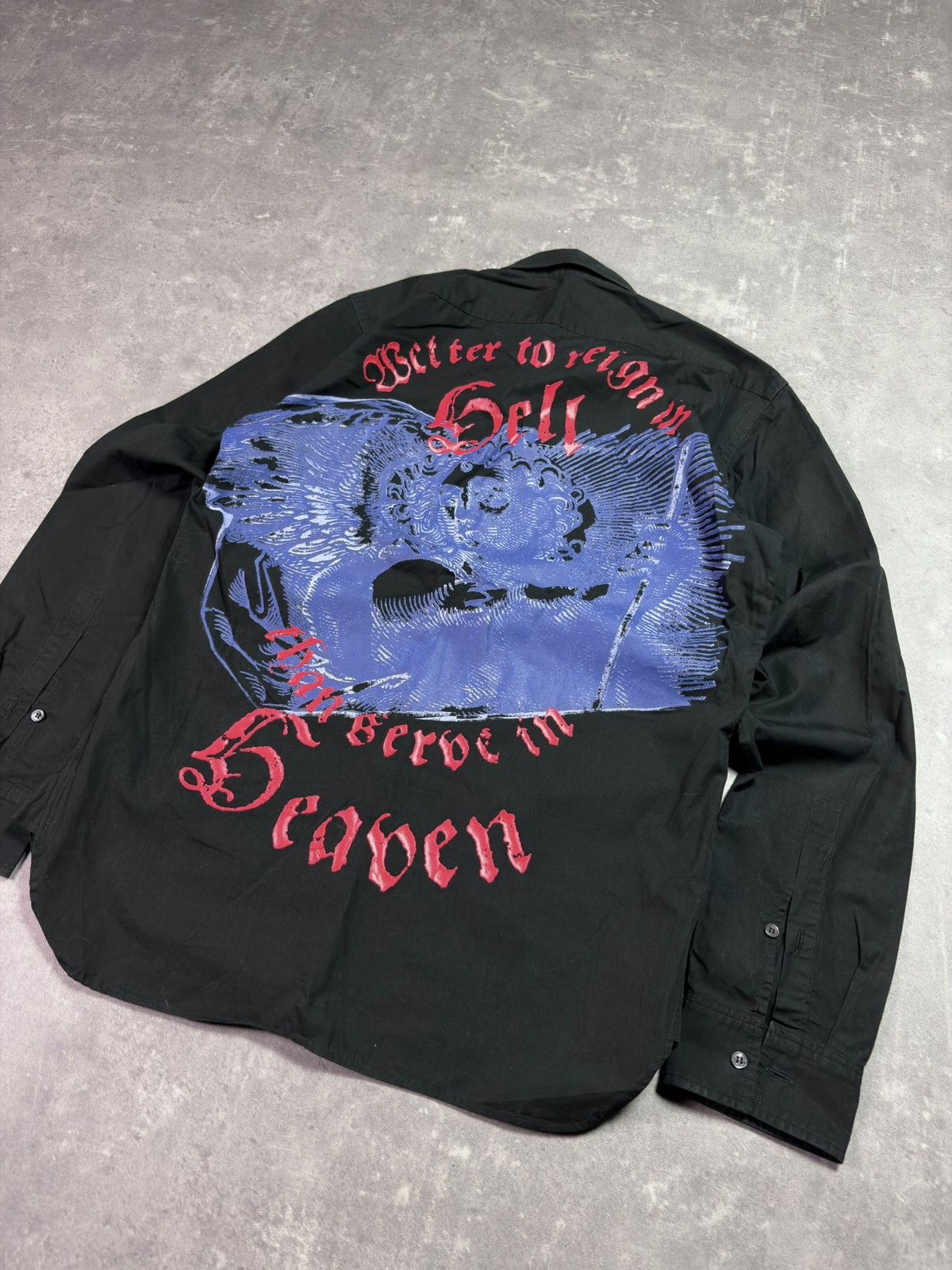 John Galliano John Galliano Hell Heaven Printed Shirt M L Mega Rare Size US M / EU 48-50 / 2 - 6 Thumbnail