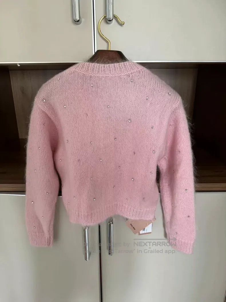 Miu Miu Miu Miu 40 Small diamond pink mohair cardigan Size M / US 6-8 / IT 42-44 - 2 Thumbnail