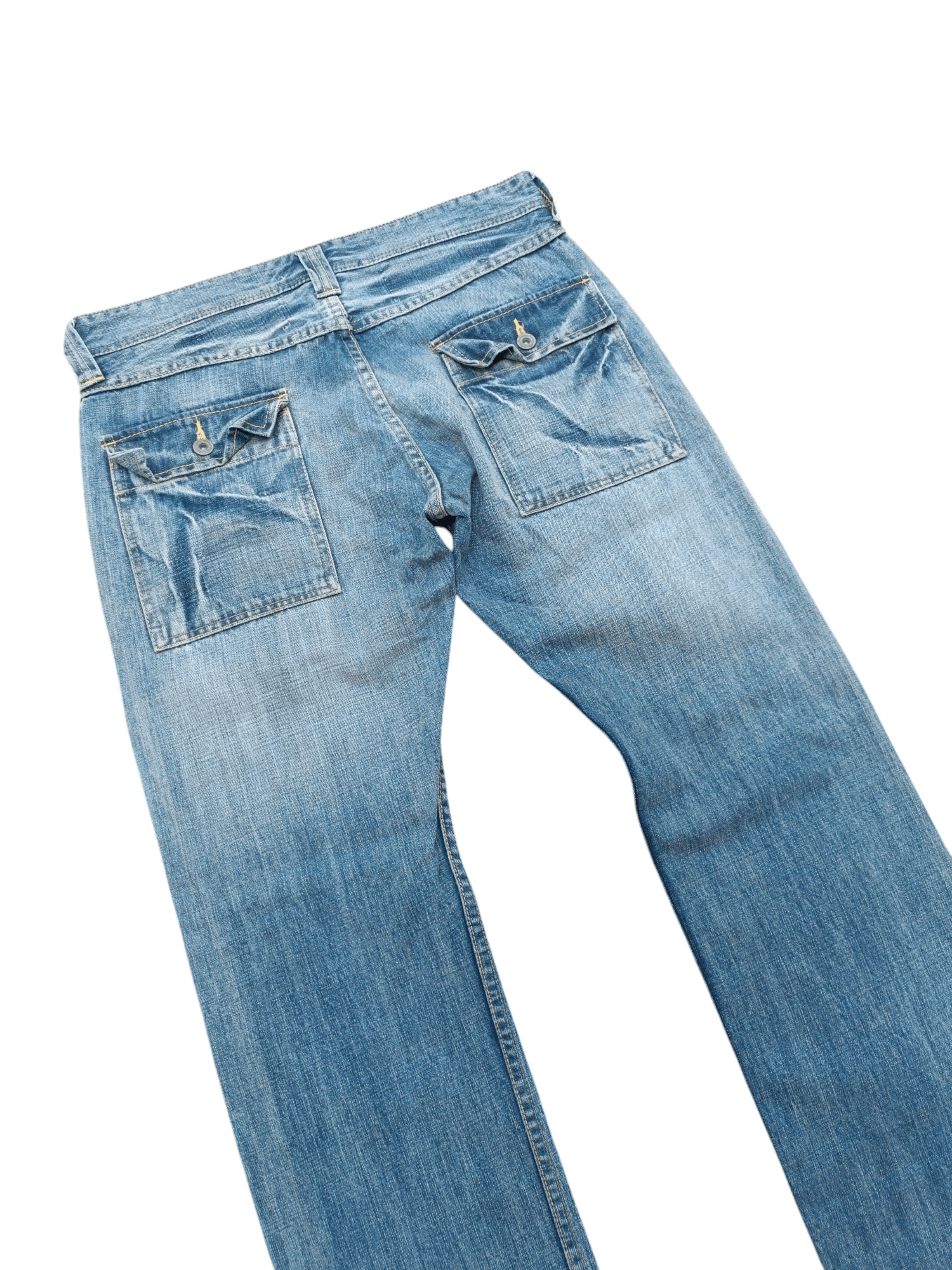 Designer VINTAGE 🔥 Back Number Japan Bush Pant Distressed Denim Size US 33 - 9 Thumbnail