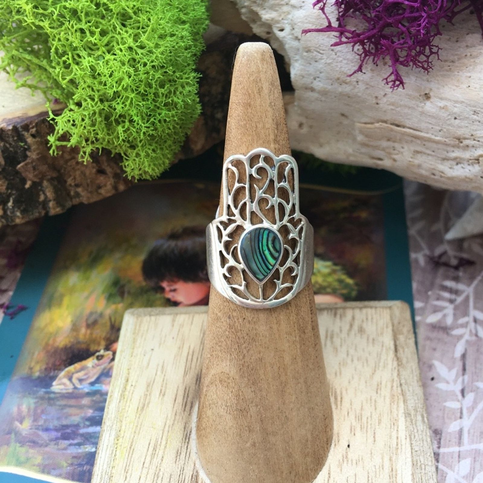 The Unbranded Brand Hamza Abalone Sterling Silver Ring Size ONE SIZE - 3 Thumbnail