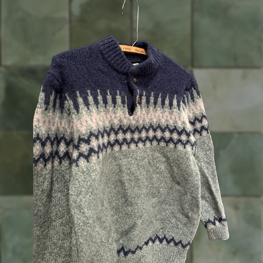 Vintage VINTAGE L.L. Bean Knit Wool Graphic Sweater Men’s Pullover Size M Blue Wool Knit 25in 18in Mens Size US M / EU 48-50 / 2 - 1 Thumbnail