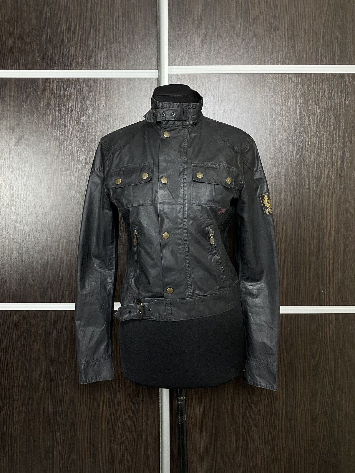 Belstaff Belstaff Gold Rubberized Y2K Belt Biker Jacket Size M / US 6-8 / IT 42-44 - 2 Thumbnail