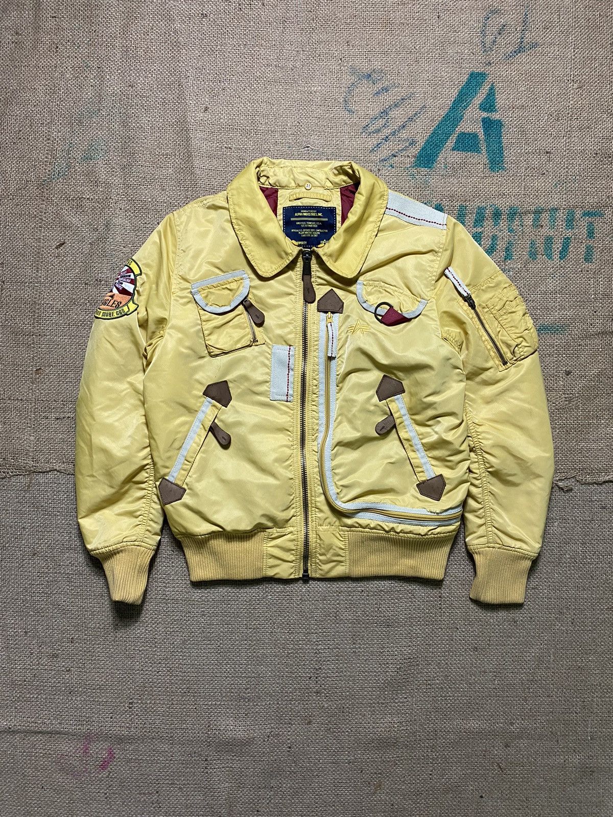 image of Alpha Industries Ma1 Bomber Jacket Mustard Nylon in Yellow, Women's (Size XS)