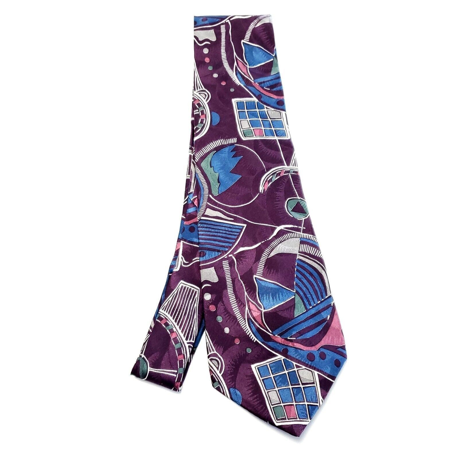 Designer Cezani Silk Tie Print Abstract Purple Wide Size ONE SIZE - 6 Thumbnail